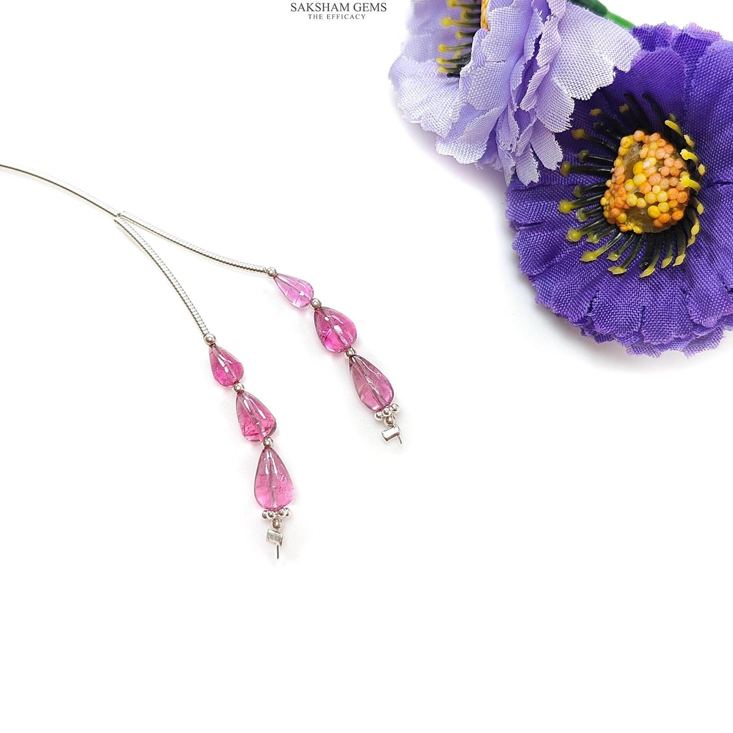 Rubellite Tourmaline Gemstone Loose Beads : 5.20cts Natural Untreated Tourmaline Plain Teardrops Nuggets 6mm - 7.5mm