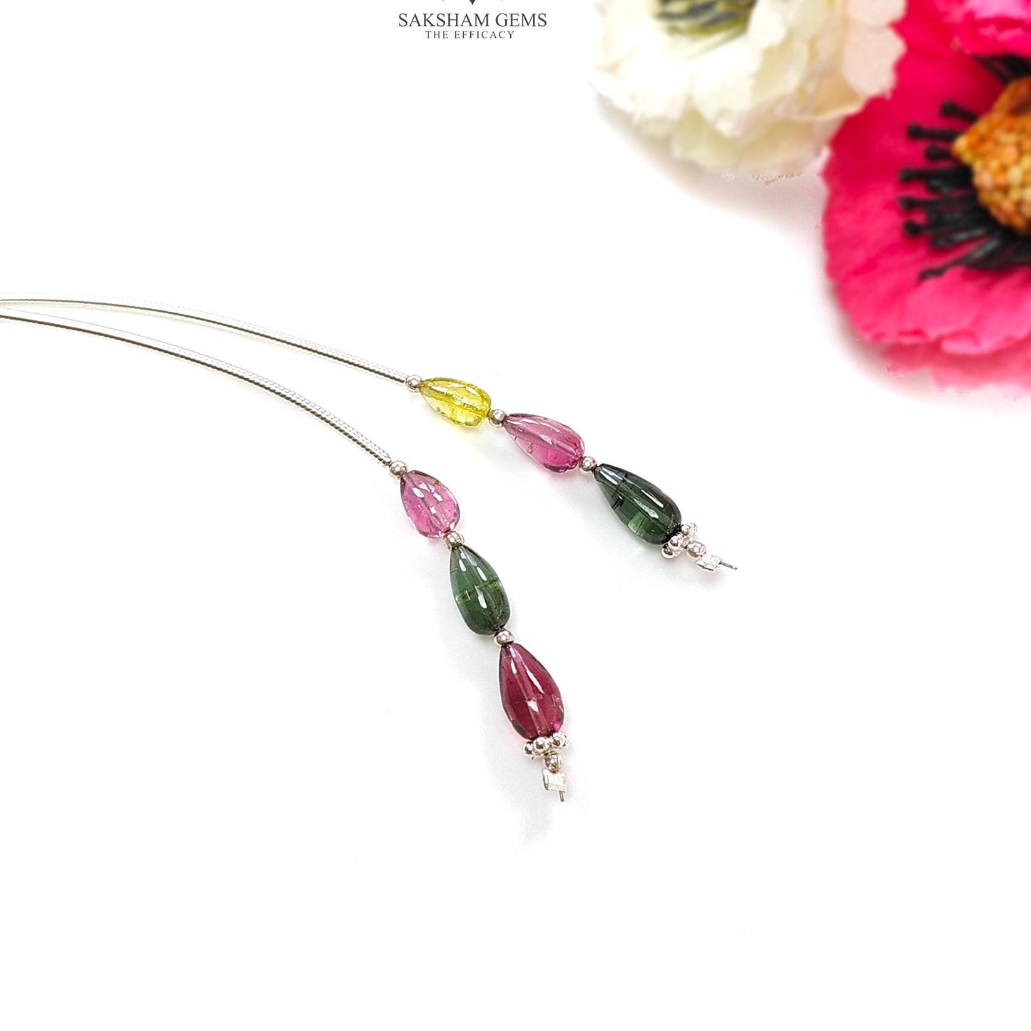 Watermelon Tourmaline Gemstone Loose Beads : 6.00cts Natural Multi Color Tourmaline Uneven Shape Plain Drops Nuggets 6mm - 8.5mm