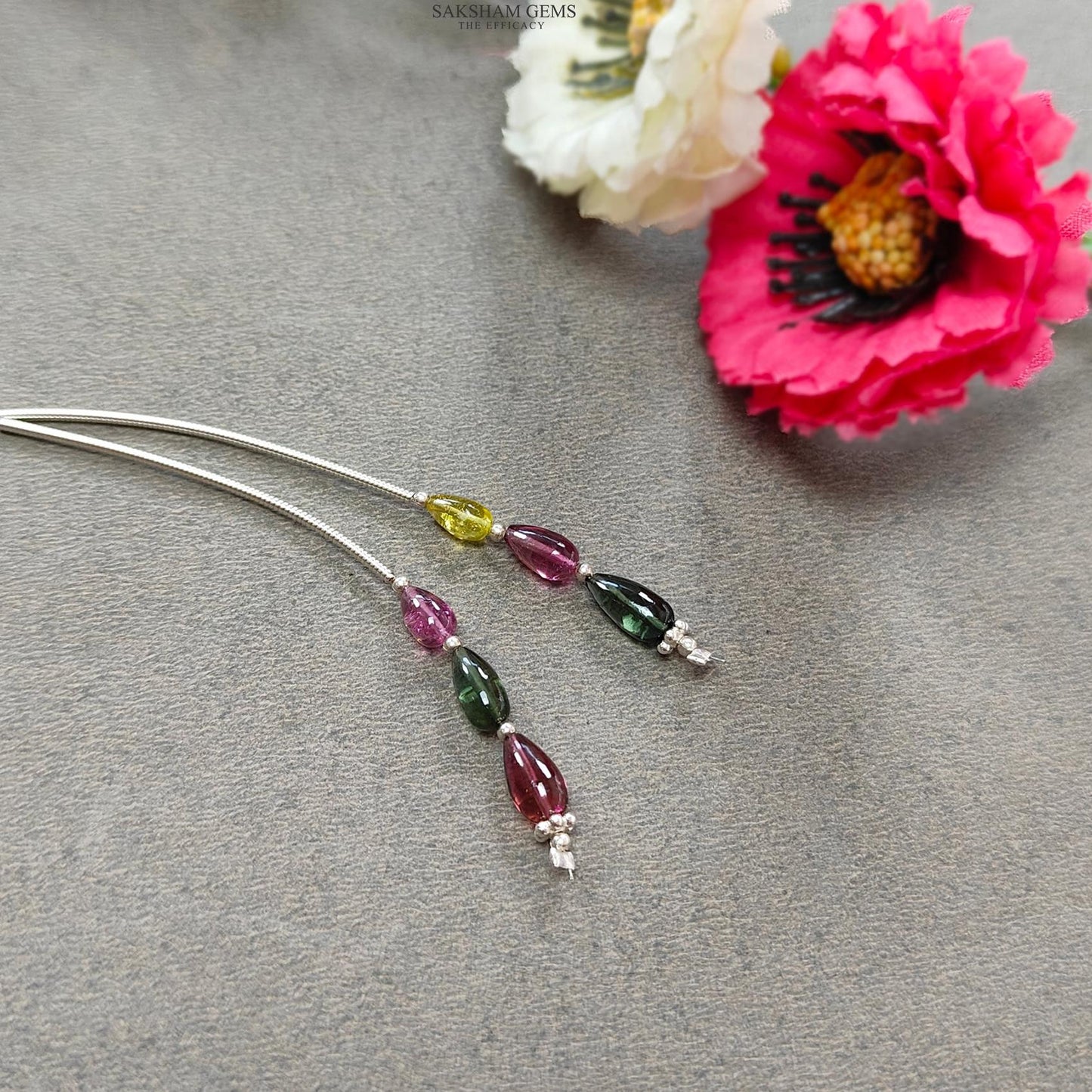 Watermelon Tourmaline Gemstone Loose Beads : 6.00cts Natural Multi Color Tourmaline Uneven Shape Plain Drops Nuggets 6mm - 8.5mm