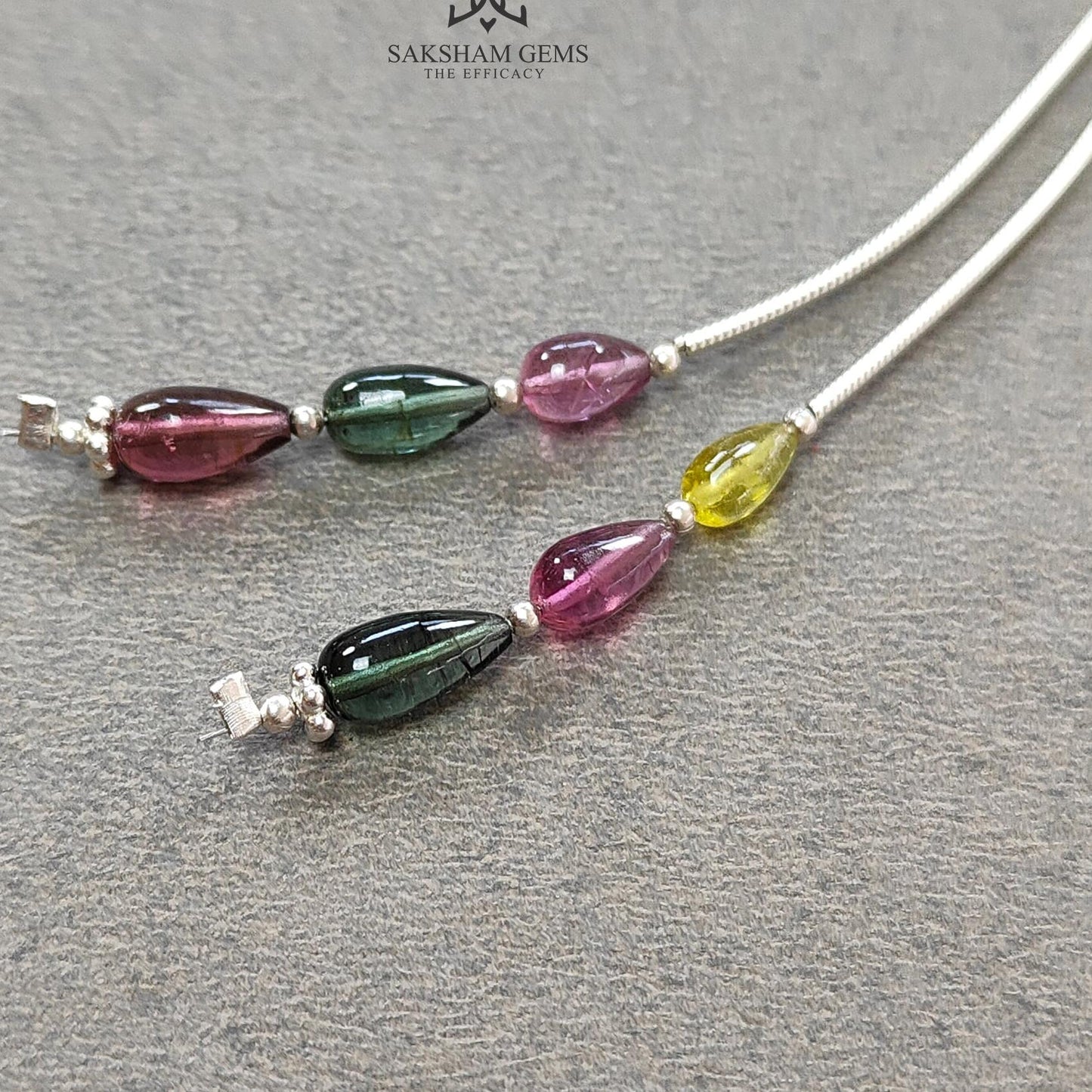 Watermelon Tourmaline Gemstone Loose Beads : 6.00cts Natural Multi Color Tourmaline Uneven Shape Plain Drops Nuggets 6mm - 8.5mm