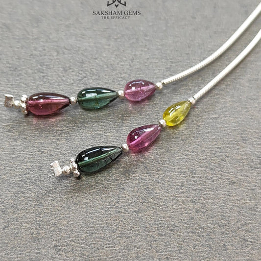 Watermelon Tourmaline Gemstone Loose Beads : 6.00cts Natural Multi Color Tourmaline Uneven Shape Plain Drops Nuggets 6mm - 8.5mm