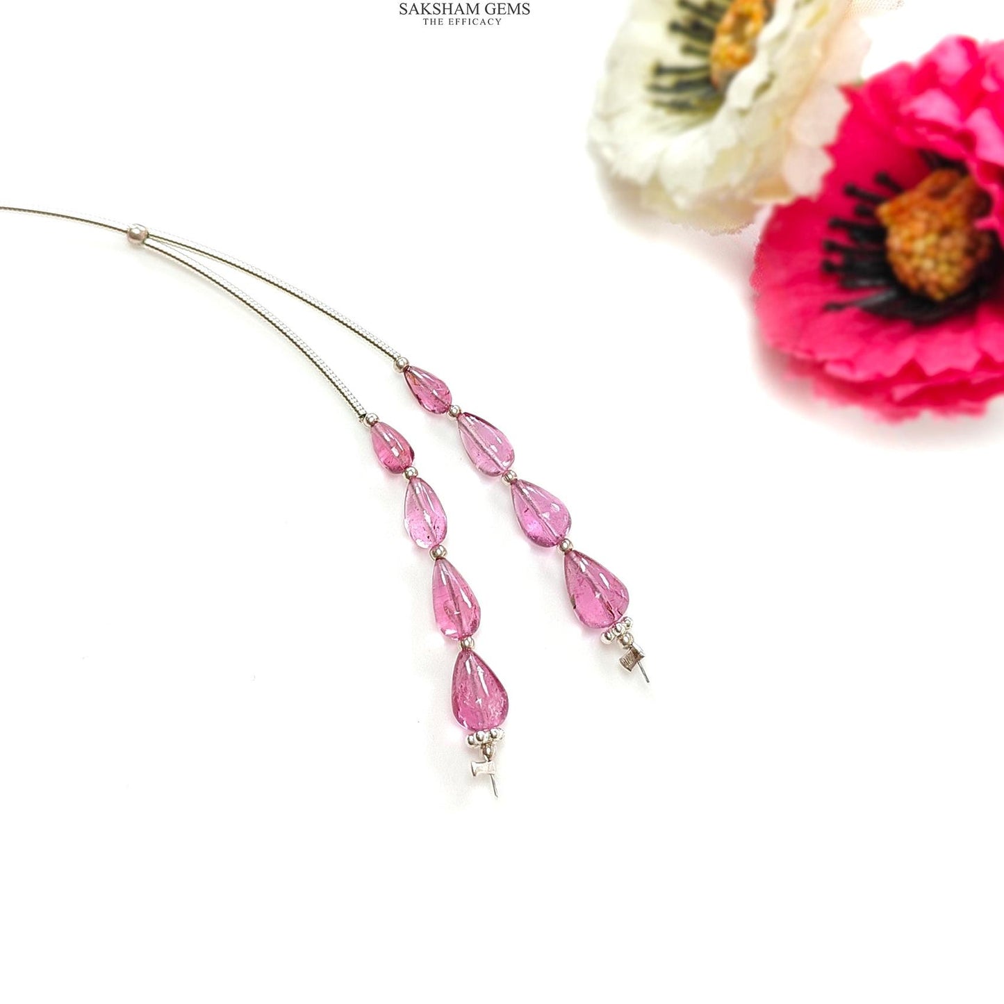 Rubellite Tourmaline Gemstone Loose Beads : 8.10cts Natural Untreated Tourmaline Plain Teardrops Nuggets 5.5mm - 8mm