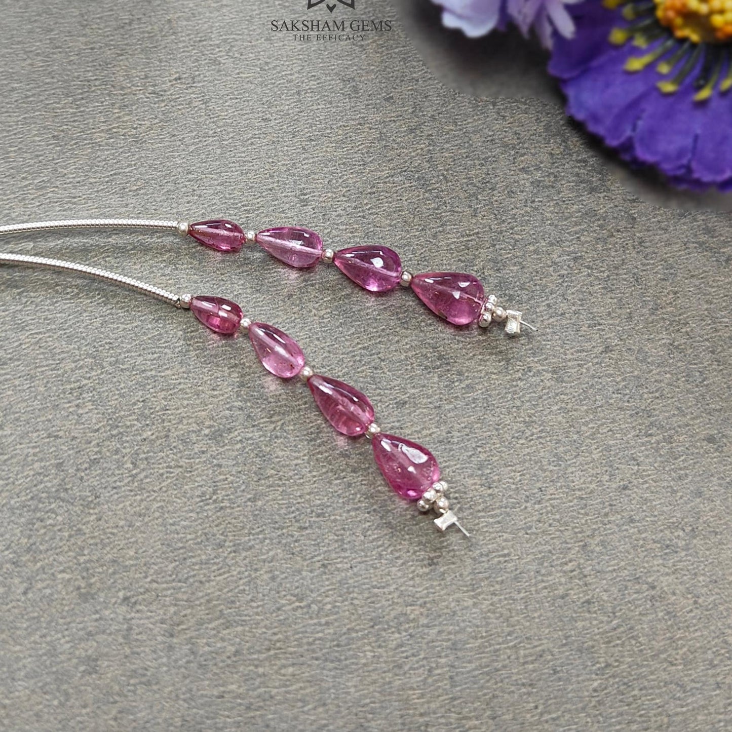 Rubellite Tourmaline Gemstone Loose Beads : 8.10cts Natural Untreated Tourmaline Plain Teardrops Nuggets 5.5mm - 8mm