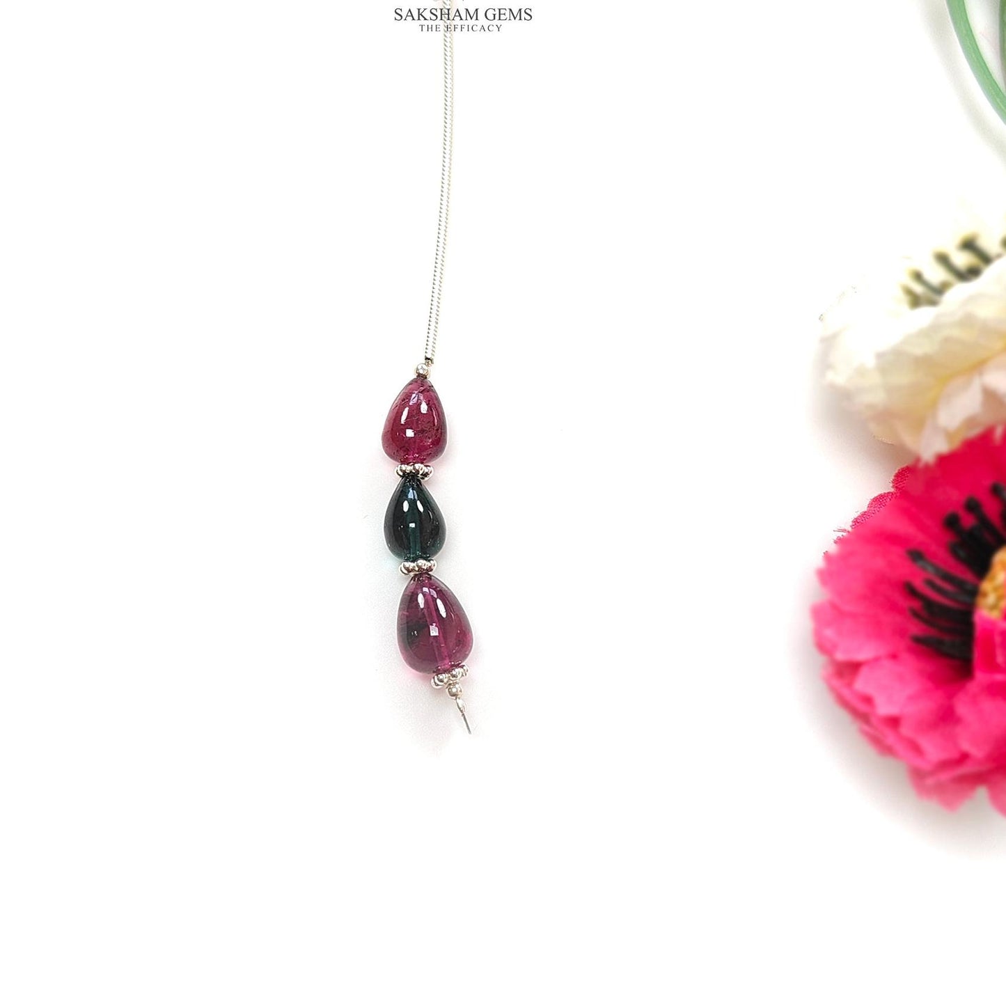 Watermelon Tourmaline Gemstone Loose Beads : 9.00cts Natural Multi Color Tourmaline Plain Teardrops Nuggets 8mm - 9.5mm