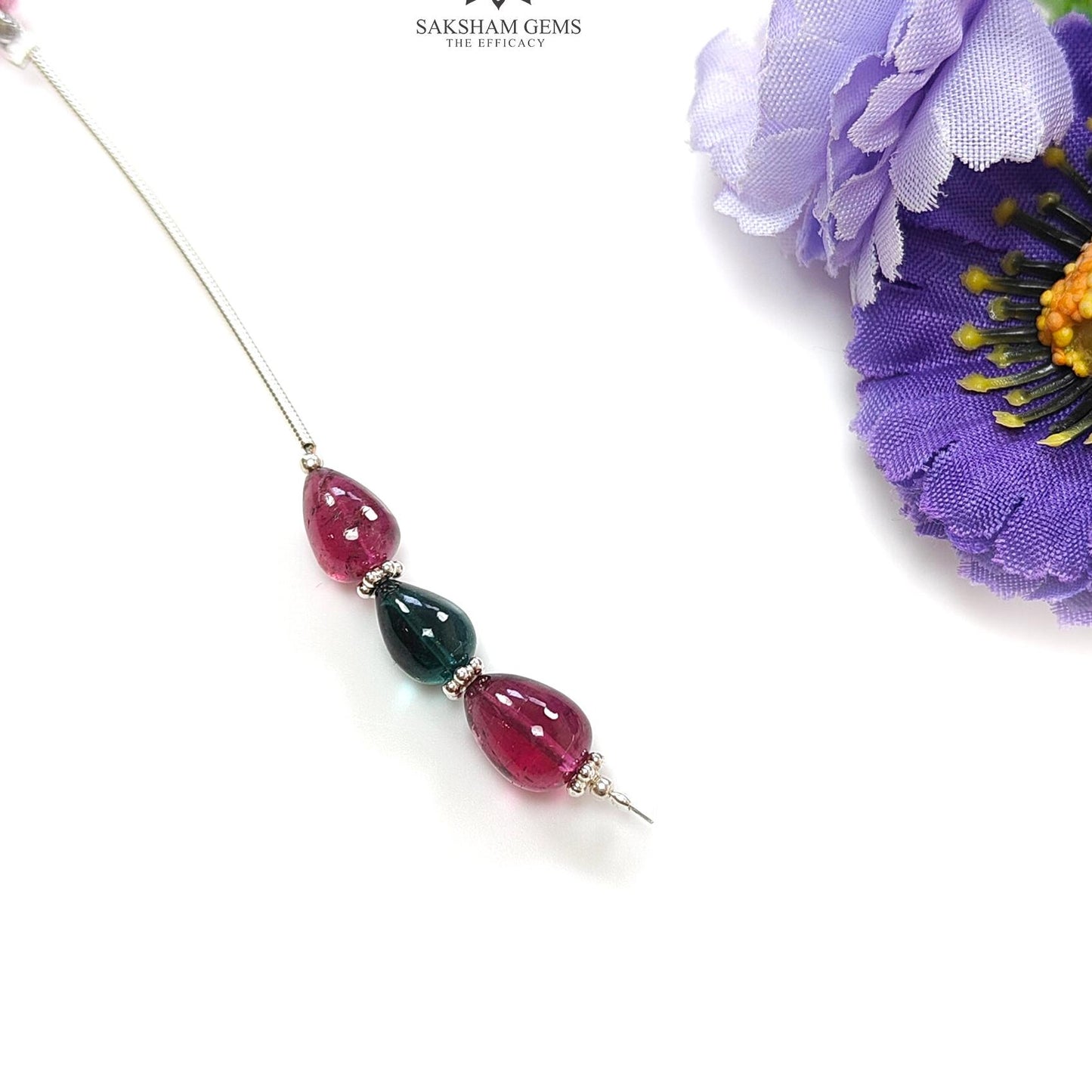 Watermelon Tourmaline Gemstone Loose Beads : 9.00cts Natural Multi Color Tourmaline Plain Teardrops Nuggets 8mm - 9.5mm