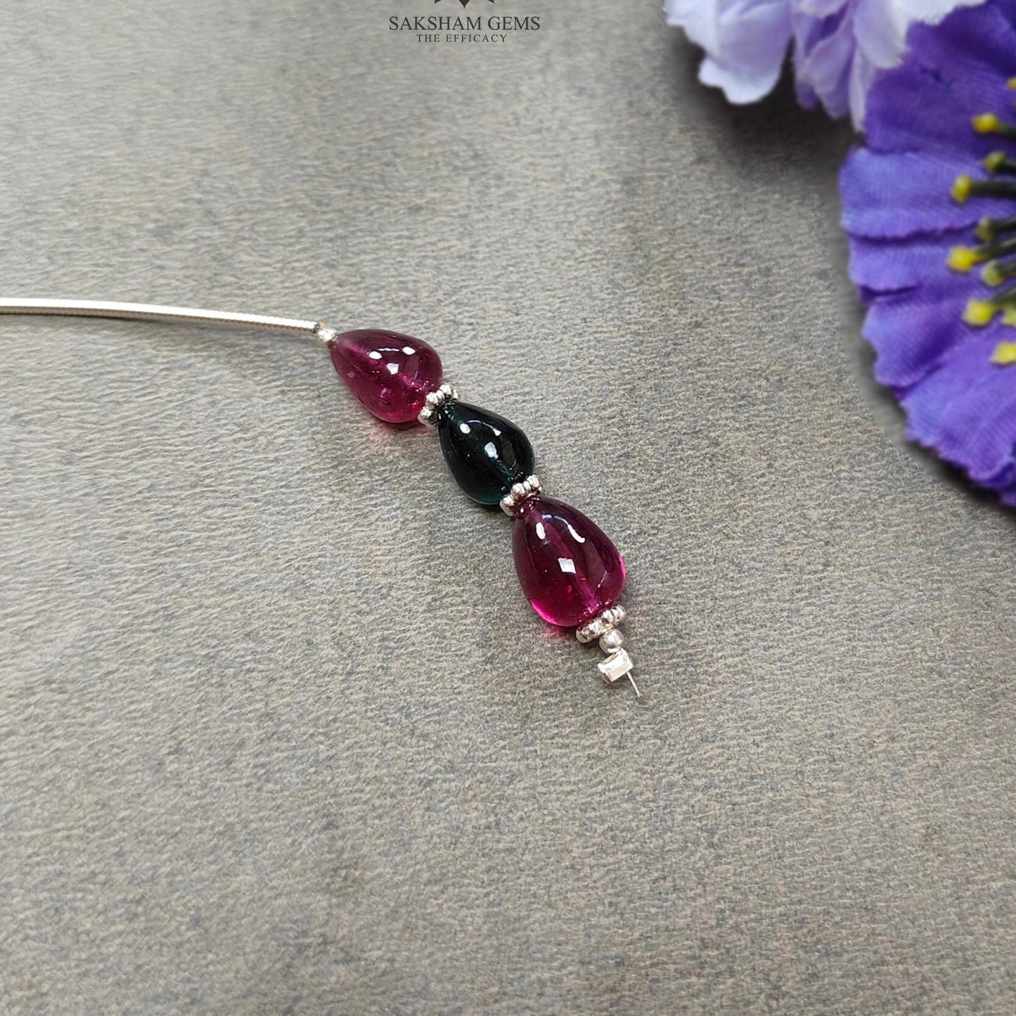 Watermelon Tourmaline Gemstone Loose Beads : 9.00cts Natural Multi Color Tourmaline Plain Teardrops Nuggets 8mm - 9.5mm