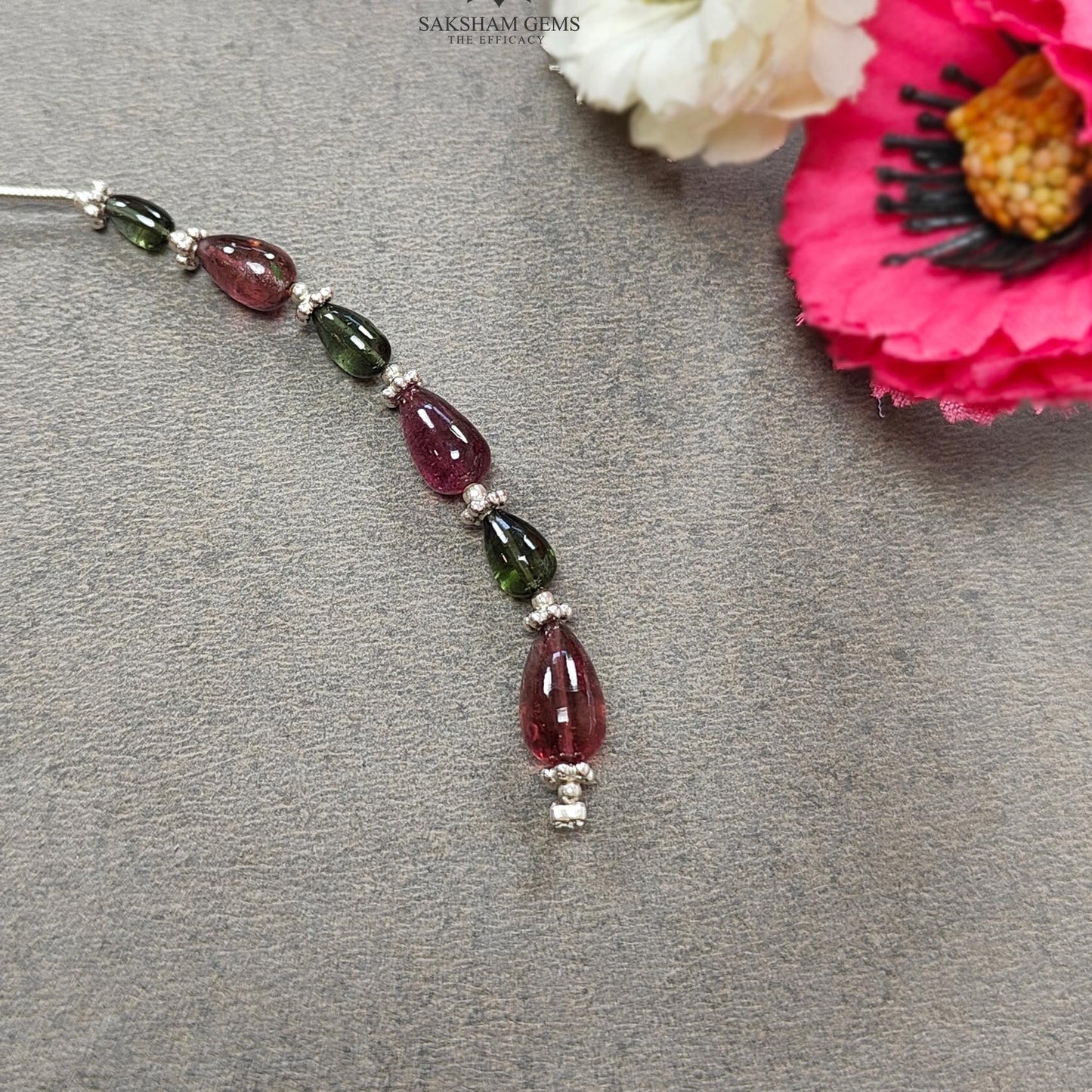 Watermelon Tourmaline Gemstone Loose Beads : 9.30cts Natural Multi Color Tourmaline Plain Teardrops Nuggets 5.5mm - 10mm