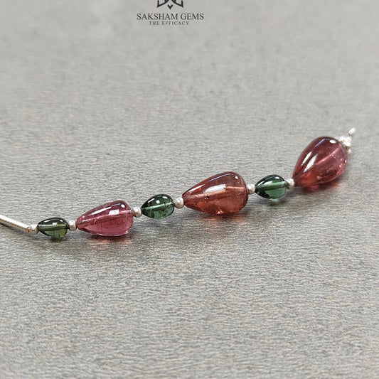 Watermelon Tourmaline Gemstone Loose Beads : 9.35cts Natural Multi Color Tourmaline Plain Teardrops Nuggets 4mm - 11mm