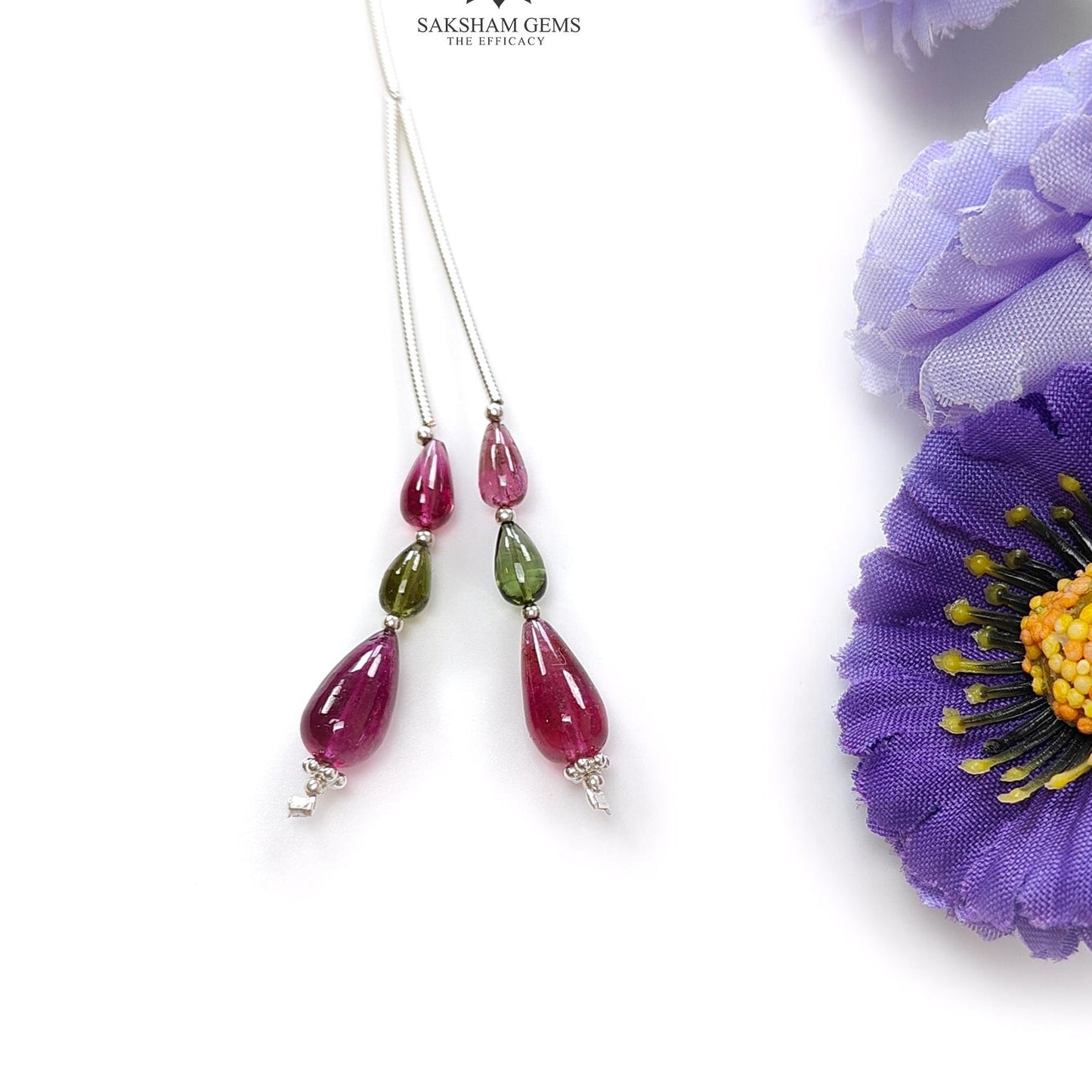 Watermelon Tourmaline Gemstone Loose Beads : 10.00cts Natural Multi Color Tourmaline Plain Teardrops Nuggets 6mm - 11.5mm