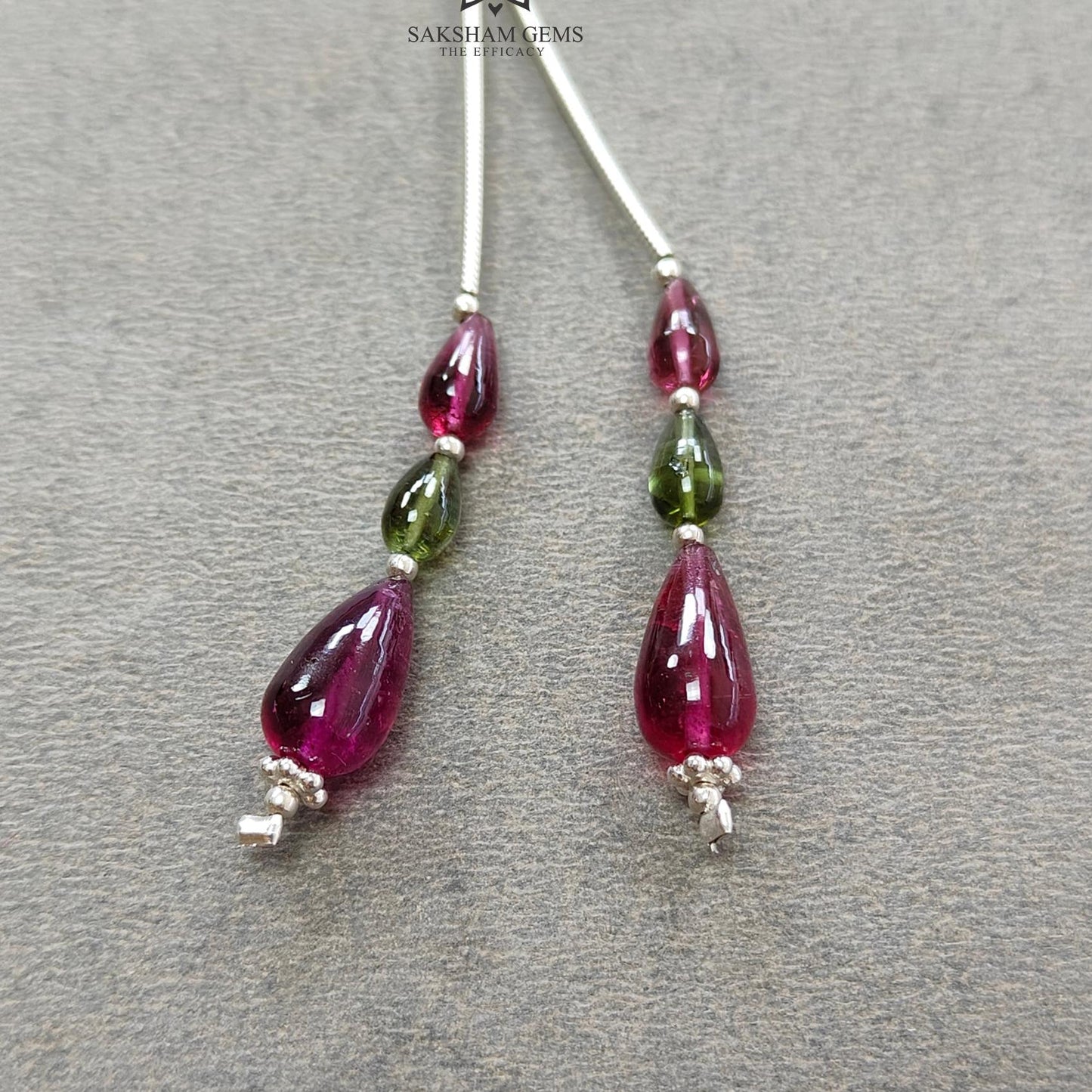 Watermelon Tourmaline Gemstone Loose Beads : 10.00cts Natural Multi Color Tourmaline Plain Teardrops Nuggets 6mm - 11.5mm