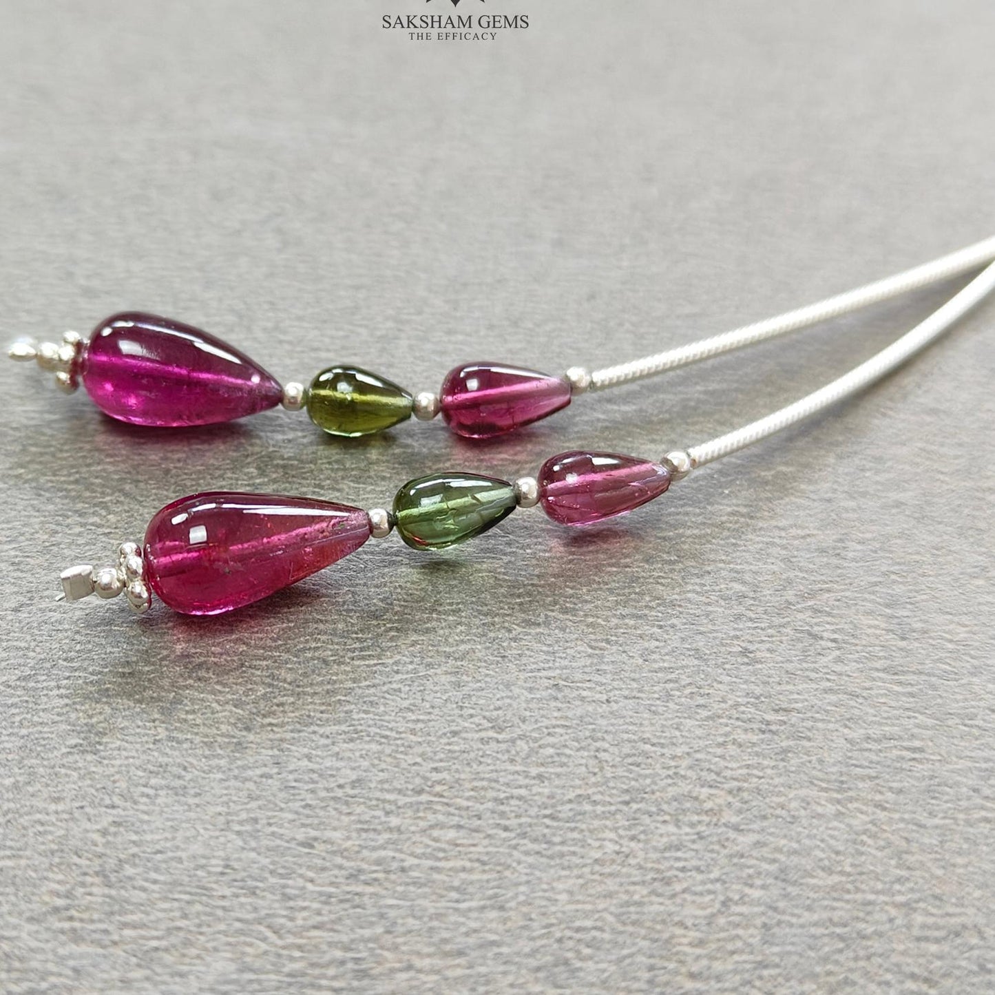 Watermelon Tourmaline Gemstone Loose Beads : 10.00cts Natural Multi Color Tourmaline Plain Teardrops Nuggets 6mm - 11.5mm