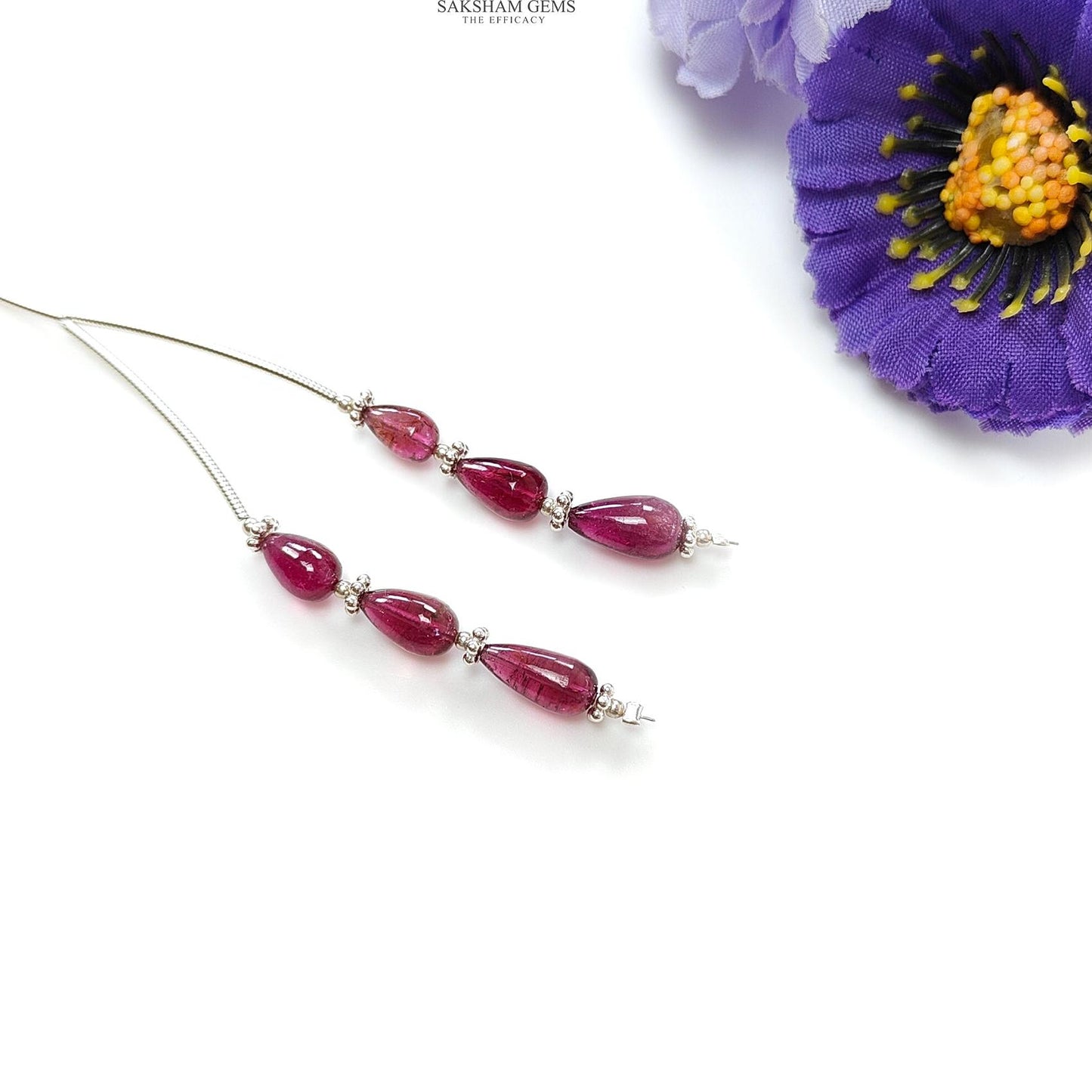 Rubellite Tourmaline Gemstone Loose Beads : 10.00cts Natural Untreated Tourmaline Plain Teardrops Nuggets 7.5mm - 10mm