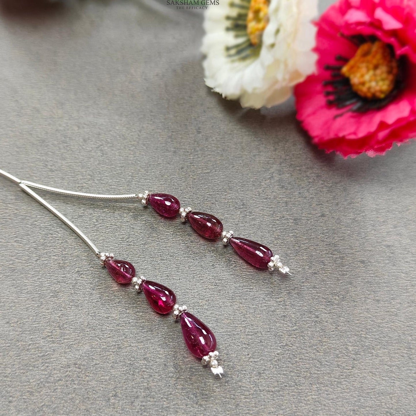 Rubellite Tourmaline Gemstone Loose Beads : 10.00cts Natural Untreated Tourmaline Plain Teardrops Nuggets 7.5mm - 10mm