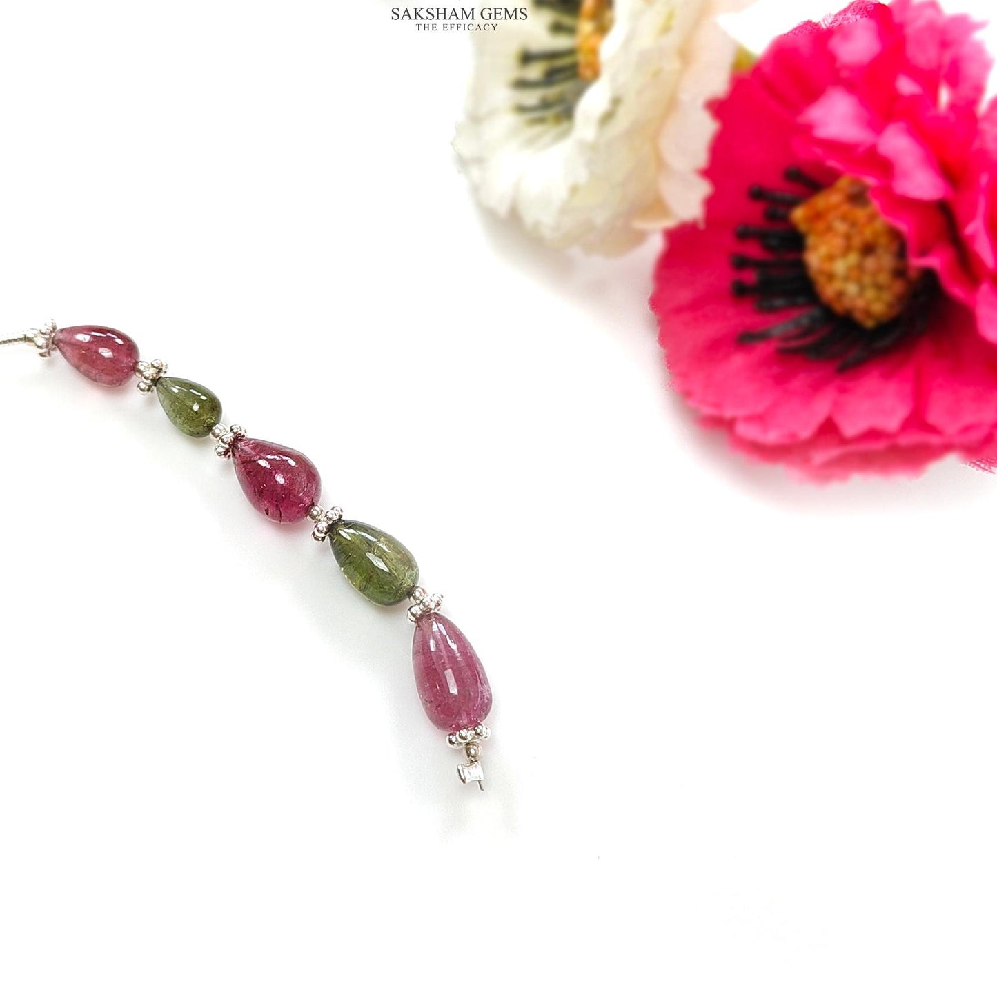 Watermelon Tourmaline Gemstone Loose Beads : 10.25cts Natural Multi Color Tourmaline Plain Teardrops Nuggets 8mm - 10mm