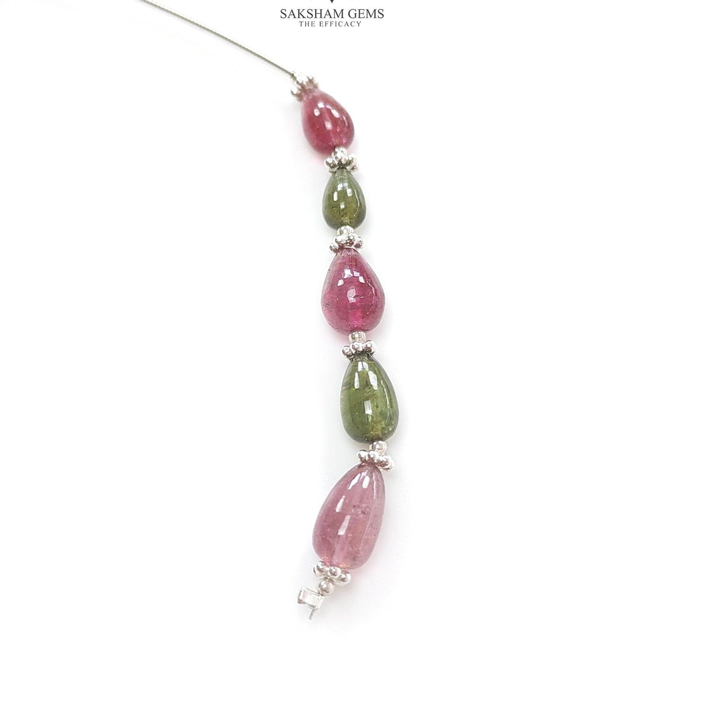 Watermelon Tourmaline Gemstone Loose Beads : 10.25cts Natural Multi Color Tourmaline Plain Teardrops Nuggets 8mm - 10mm