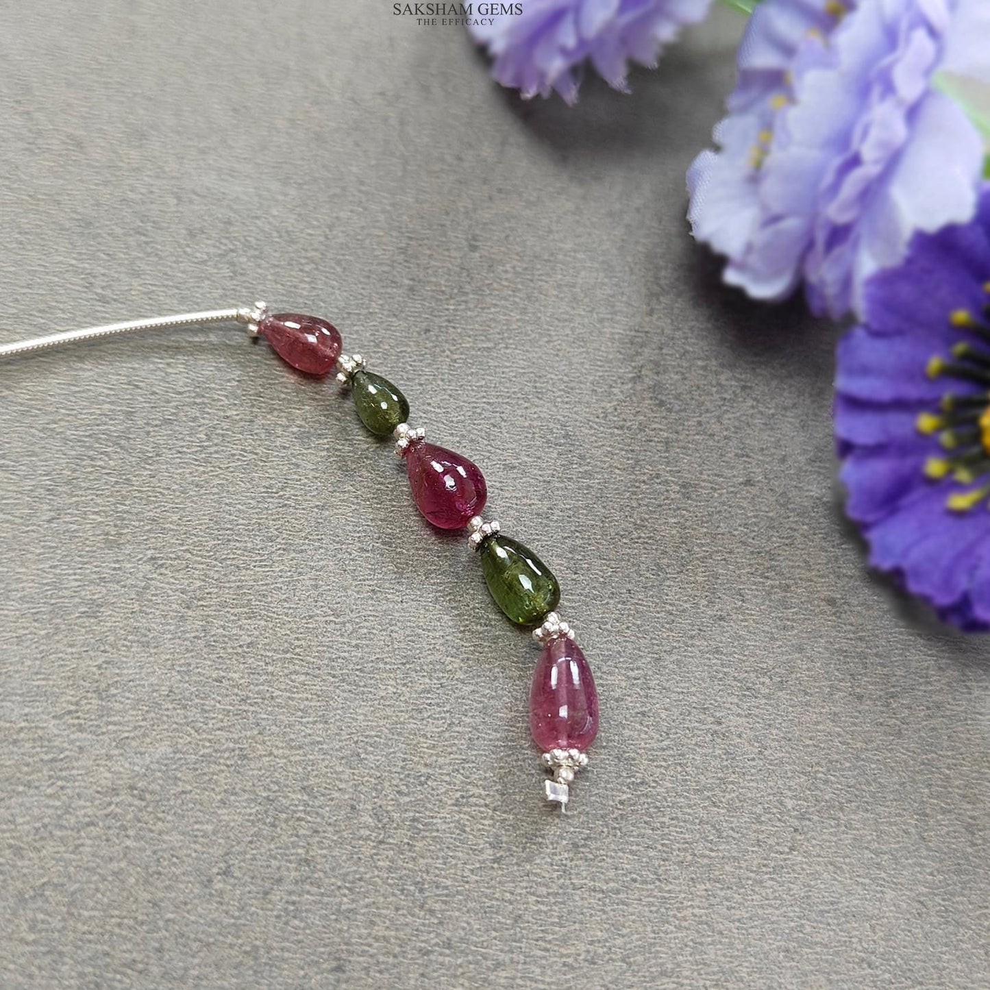 Watermelon Tourmaline Gemstone Loose Beads : 10.25cts Natural Multi Color Tourmaline Plain Teardrops Nuggets 8mm - 10mm