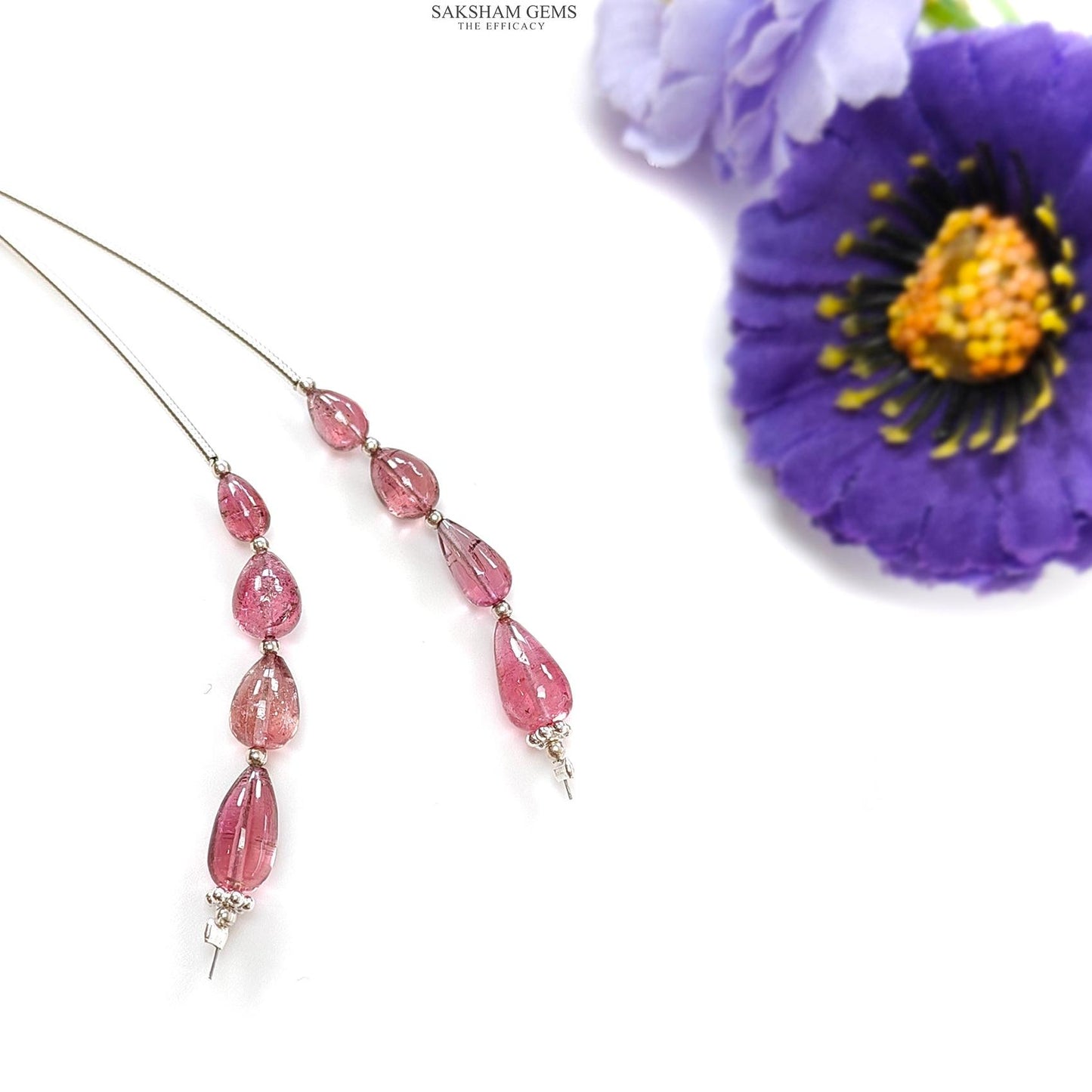 Rubellite Tourmaline Gemstone Loose Beads : 11.20cts Natural Untreated Tourmaline Plain Teardrops Nuggets 5.5mm - 10mm