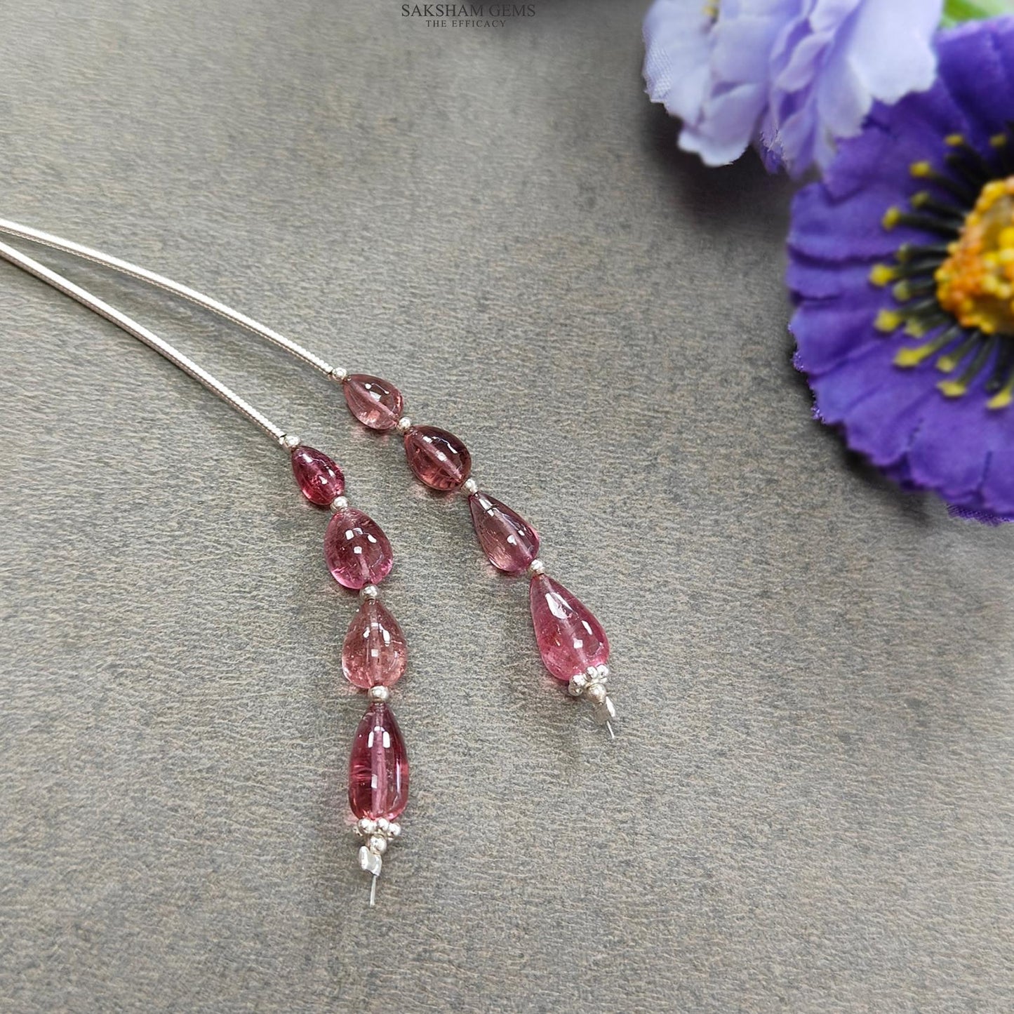 Rubellite Tourmaline Gemstone Loose Beads : 11.20cts Natural Untreated Tourmaline Plain Teardrops Nuggets 5.5mm - 10mm