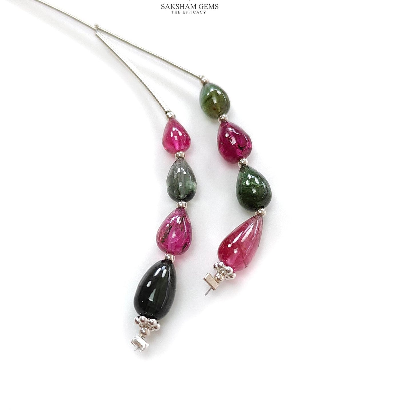 Watermelon Tourmaline Gemstone Loose Beads : 12.00cts Natural Multi Color Tourmaline Plain Teardrops Nuggets 6mm - 10mm