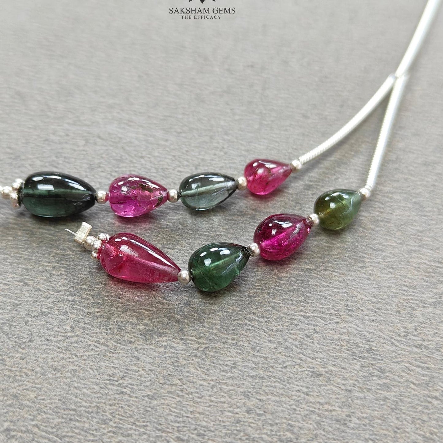 Watermelon Tourmaline Gemstone Loose Beads : 12.00cts Natural Multi Color Tourmaline Plain Teardrops Nuggets 6mm - 10mm