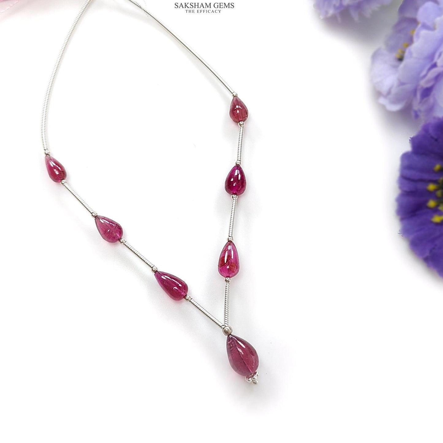 Rubellite Tourmaline Gemstone Loose Beads : 12.60cts Natural Untreated Tourmaline Plain Teardrops Nuggets 7mm - 10mm