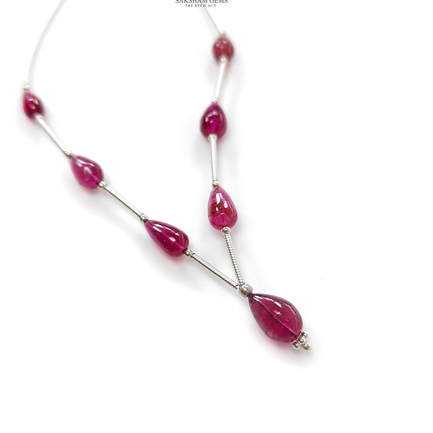 Rubellite Tourmaline Gemstone Loose Beads : 12.60cts Natural Untreated Tourmaline Plain Teardrops Nuggets 7mm - 10mm