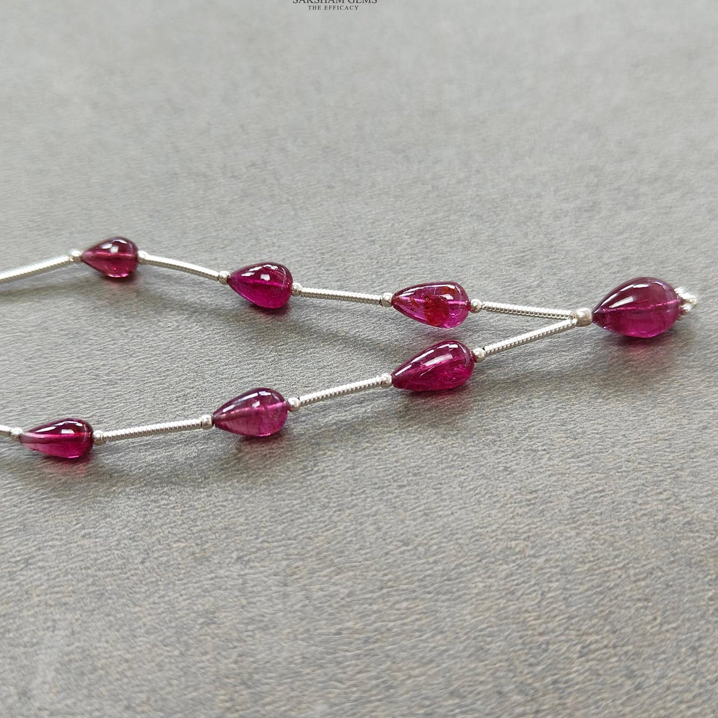 Rubellite Tourmaline Gemstone Loose Beads : 12.60cts Natural Untreated Tourmaline Plain Teardrops Nuggets 7mm - 10mm