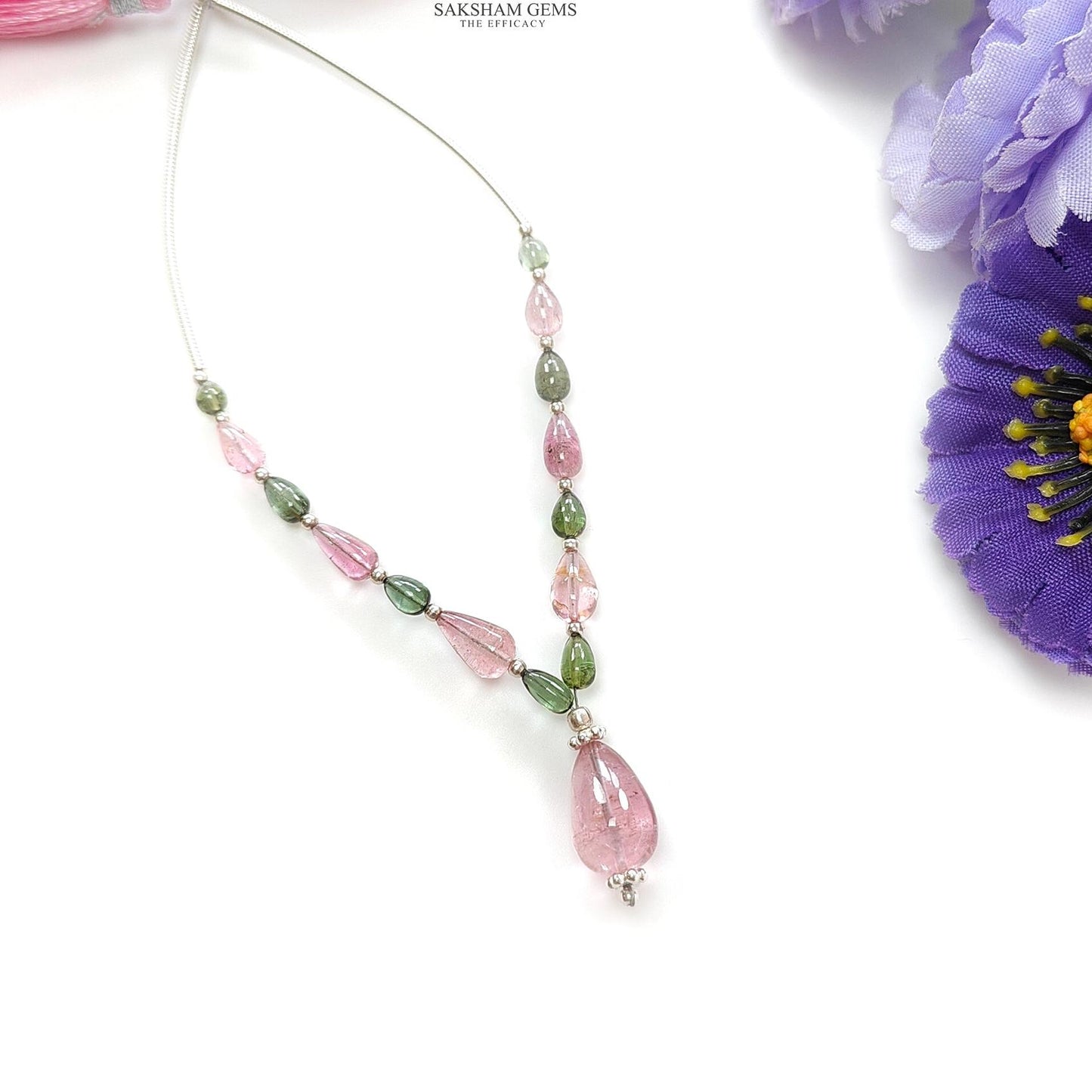 Watermelon Tourmaline Gemstone Loose Beads : 12.70cts Natural Multi Color Tourmaline Plain Teardrops Nuggets 3.5mm - 11.5mm