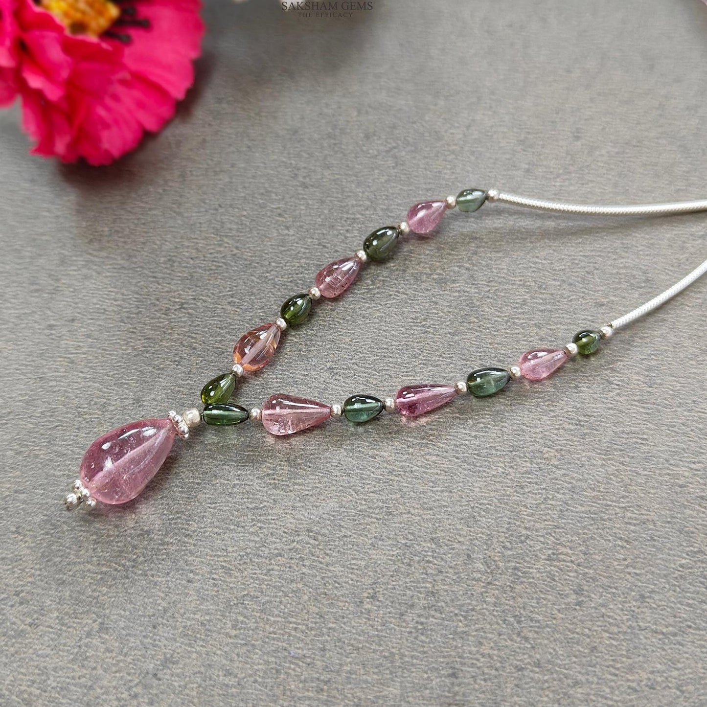 Watermelon Tourmaline Gemstone Loose Beads : 12.70cts Natural Multi Color Tourmaline Plain Teardrops Nuggets 3.5mm - 11.5mm