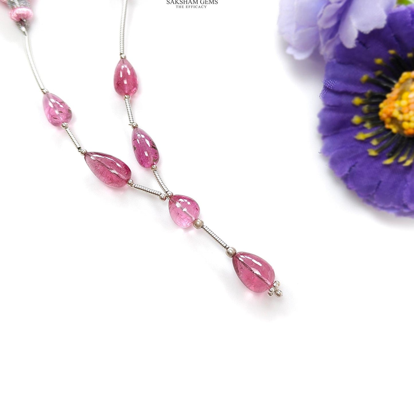 Rubellite Tourmaline Gemstone Loose Beads : 17.00cts Natural Untreated Tourmaline Plain Teardrops Nuggets 7mm - 11mm