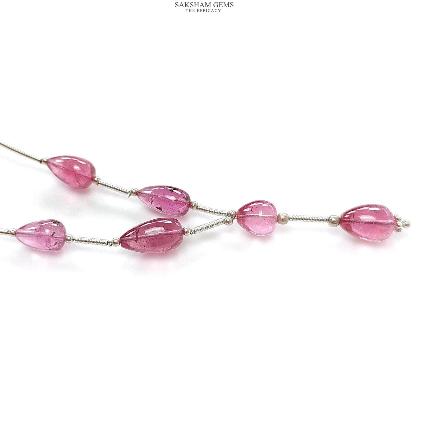 Rubellite Tourmaline Gemstone Loose Beads : 17.00cts Natural Untreated Tourmaline Plain Teardrops Nuggets 7mm - 11mm