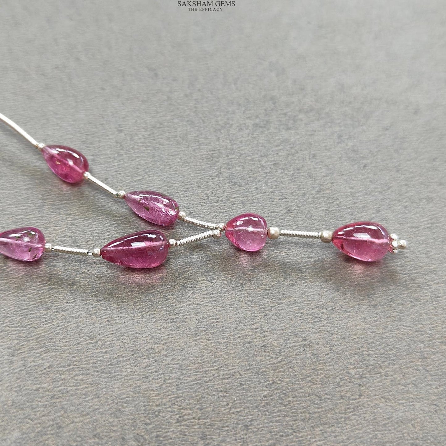 Rubellite Tourmaline Gemstone Loose Beads : 17.00cts Natural Untreated Tourmaline Plain Teardrops Nuggets 7mm - 11mm