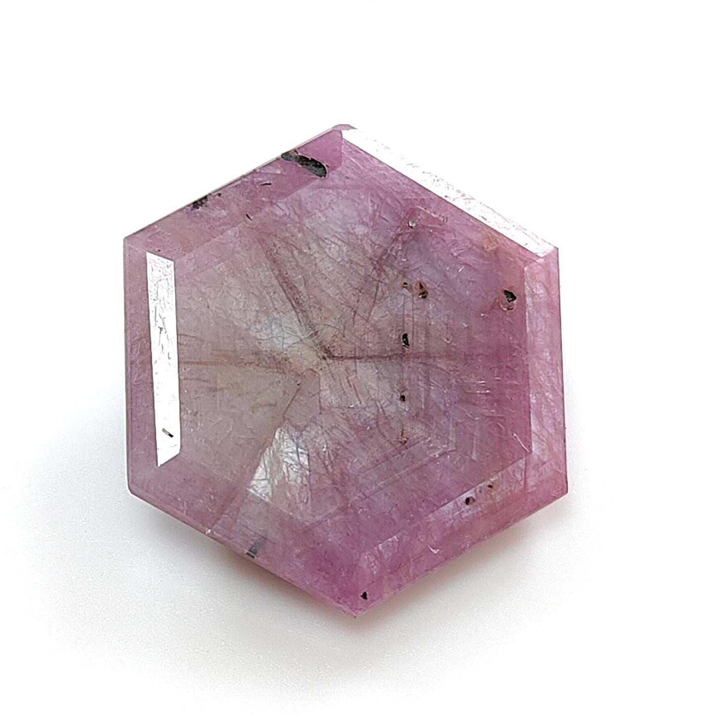 Ruby Gemstone Normal Cut Trapiche : 14.70cts Natural Untreated Raspberry Sheen Ruby Hexagon Shape 19.5*17mm