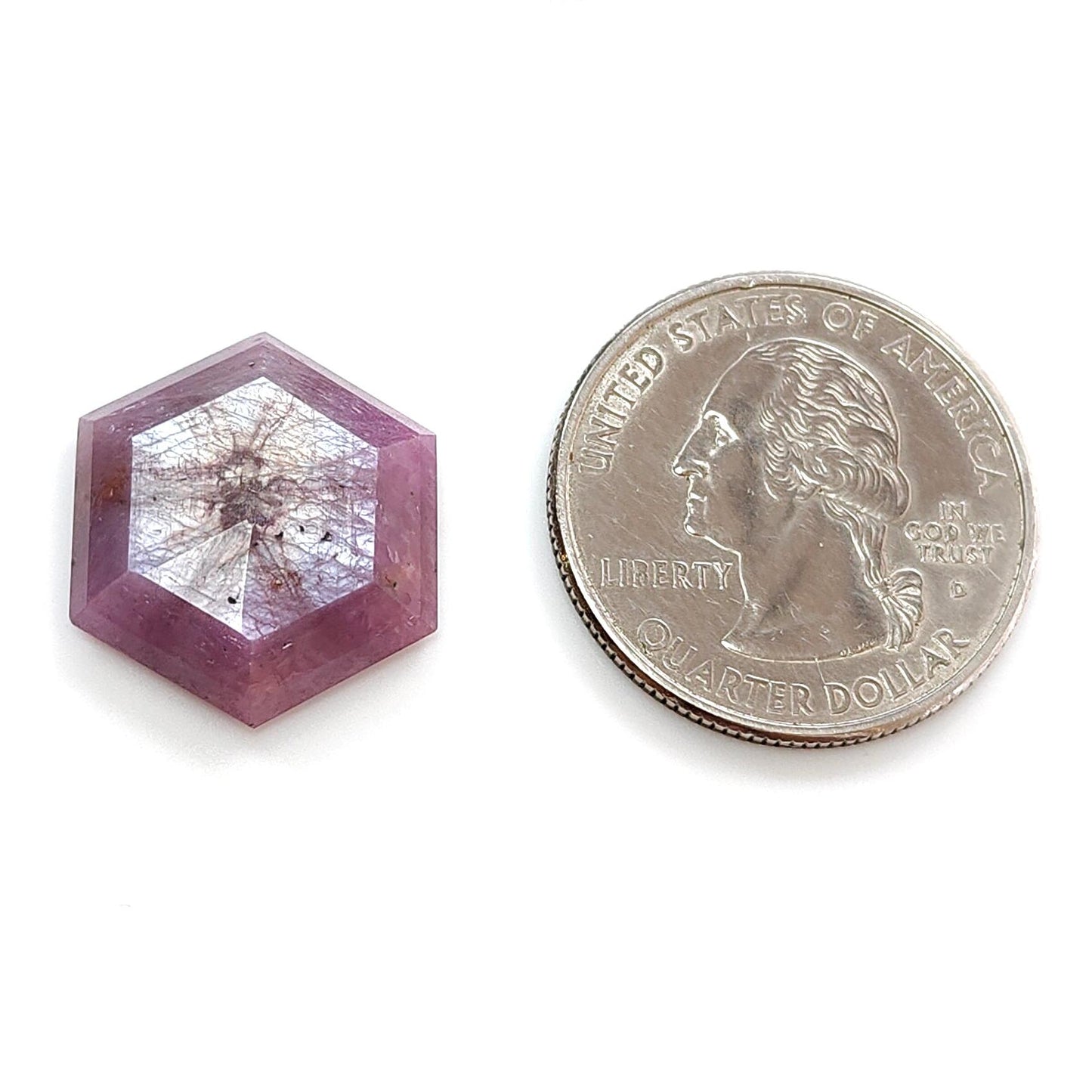 Ruby Gemstone Normal Cut Trapiche : 14.70cts Natural Untreated Raspberry Sheen Ruby Hexagon Shape 19.5*17mm