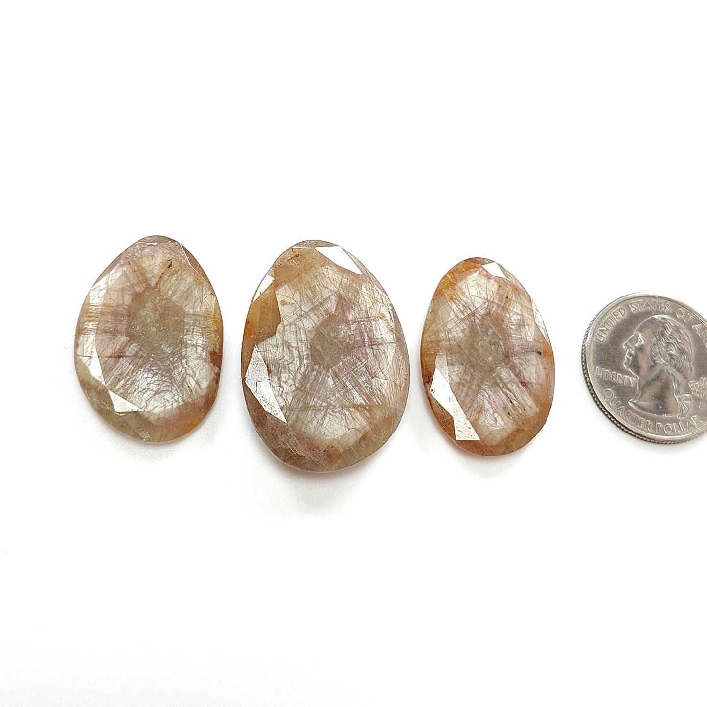 Multi Sapphire Gemstone Normal Cut Trapiche : 107.70cts Natural Untreated Raspberry Sheen Sapphire Egg Shape 31*21mm - 34*24.5mm 3pcs