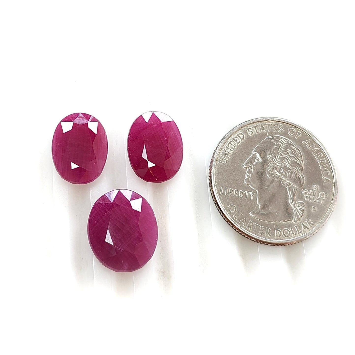Ruby Gemstone Normal Cut : 23.20cts Natural Untreated Unheated Red Ruby Oval Shape 13.5*10mm - 14.5*12mm 3pcs