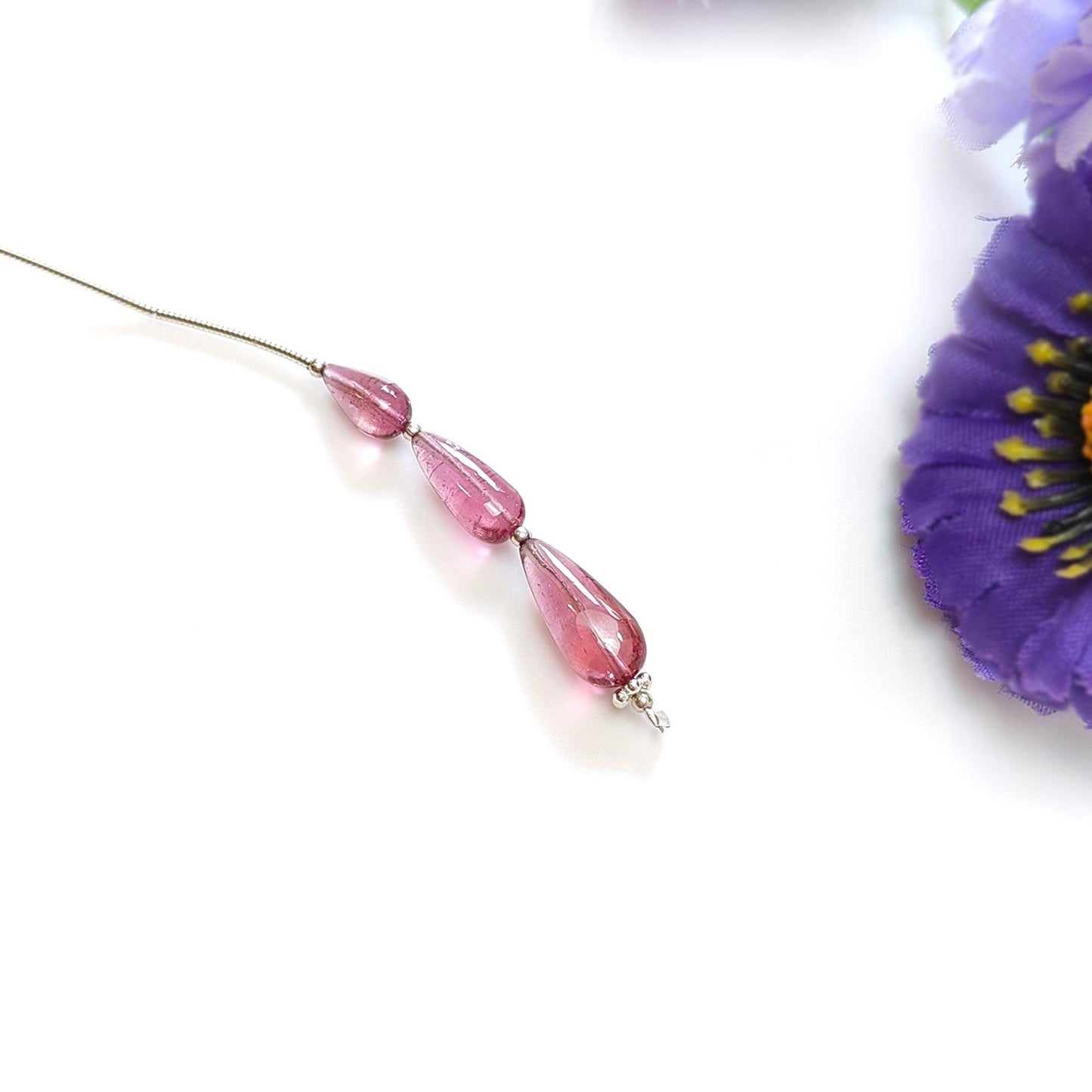 Rubellite Tourmaline Gemstone Loose Beads : 8.20cts Natural Untreated Tourmaline Plain Teardrops Nuggets 8mm - 13mm