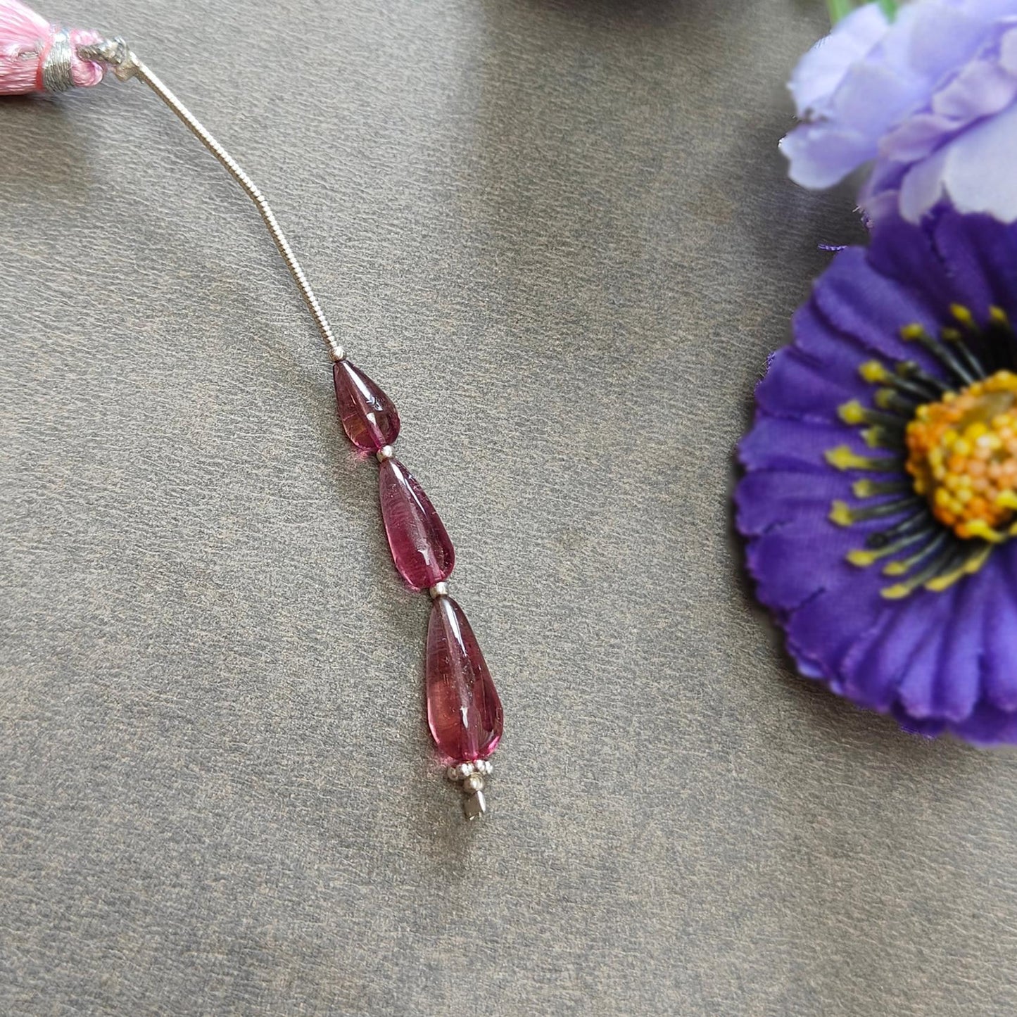 Rubellite Tourmaline Gemstone Loose Beads : 8.20cts Natural Untreated Tourmaline Plain Teardrops Nuggets 8mm - 13mm