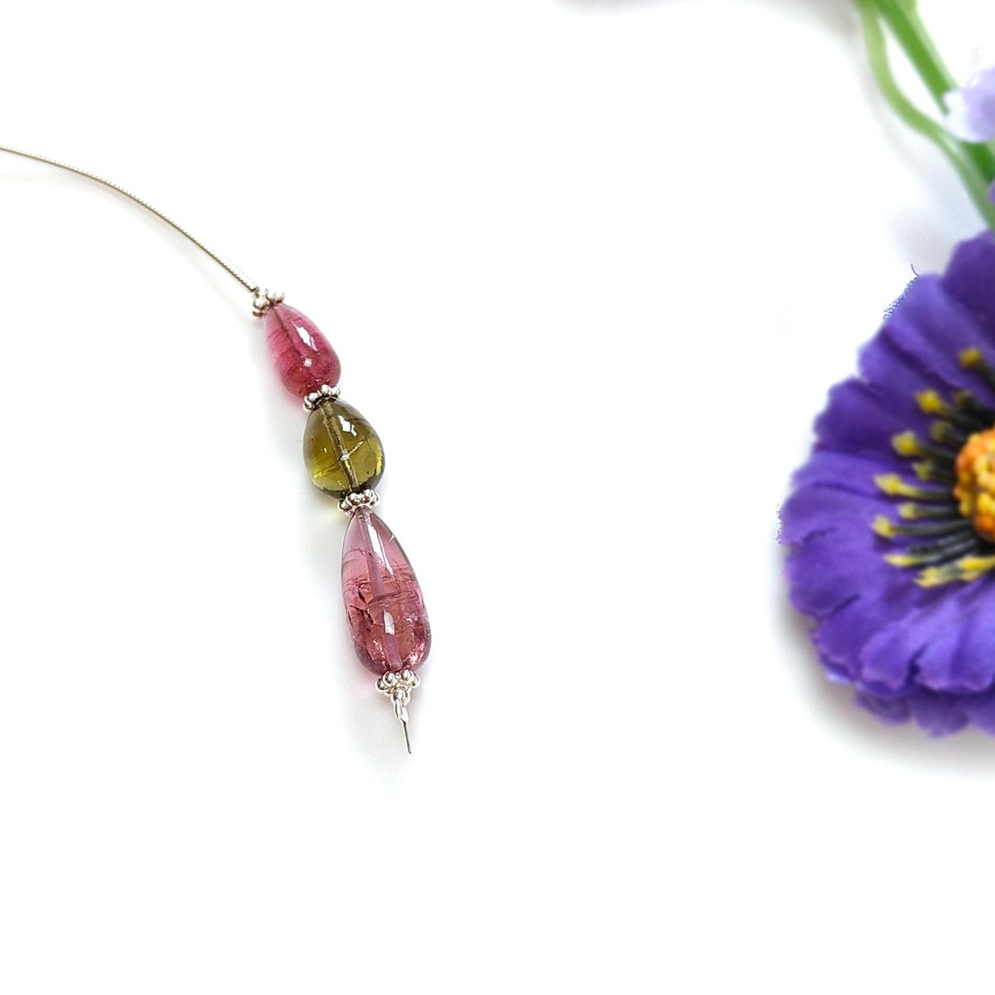 Watermelon Tourmaline Gemstone Loose Beads : 14.00cts Natural Multi Color Tourmaline Plain Teardrops Nuggets 9mm - 15mm