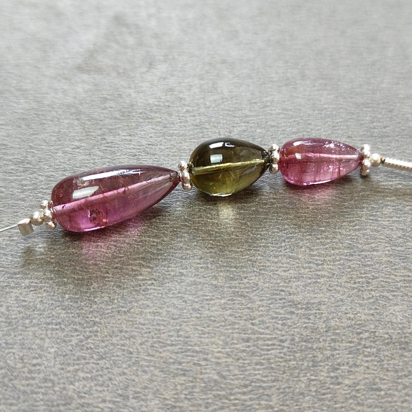 Watermelon Tourmaline Gemstone Loose Beads : 14.00cts Natural Multi Color Tourmaline Plain Teardrops Nuggets 9mm - 15mm