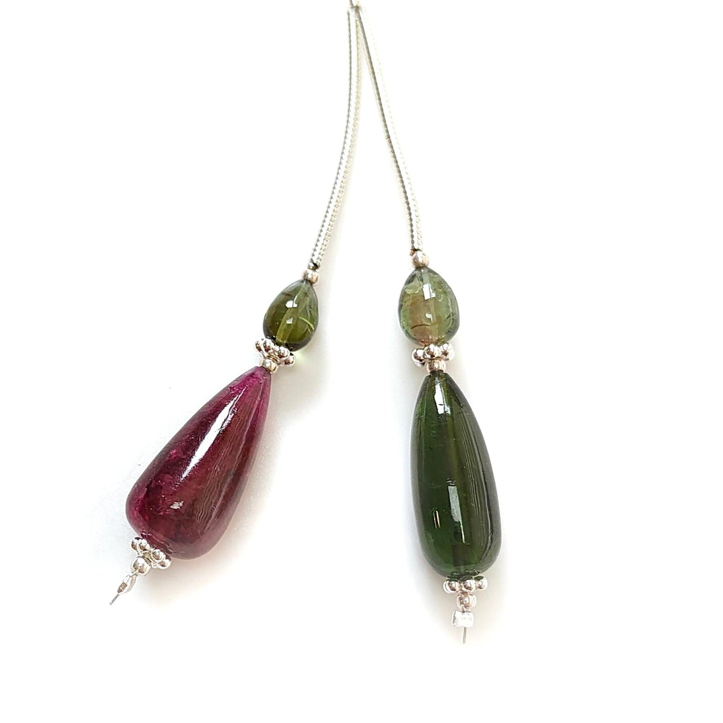 Watermelon Tourmaline Gemstone Loose Beads : 20.00cts Natural Multi Color Tourmaline Plain Teardrops Nuggets 7mm - 17mm