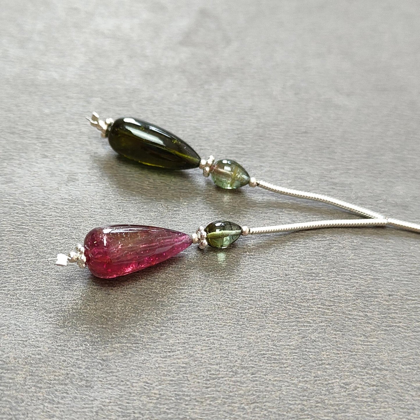 Watermelon Tourmaline Gemstone Loose Beads : 20.00cts Natural Multi Color Tourmaline Plain Teardrops Nuggets 7mm - 17mm