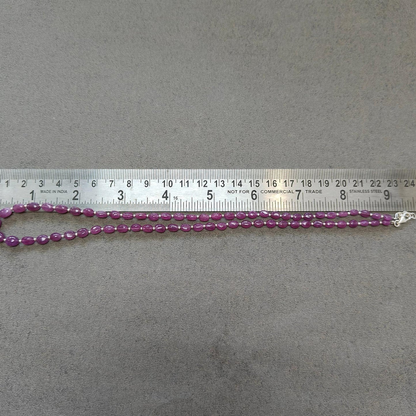 RUBY Gemstone Beads Necklace : 14.00gms (Apx) Natural Untreated 925 Sterling Sliver Plain Oval Shape Necklace 5mm - 7mm 19" (Apx)
