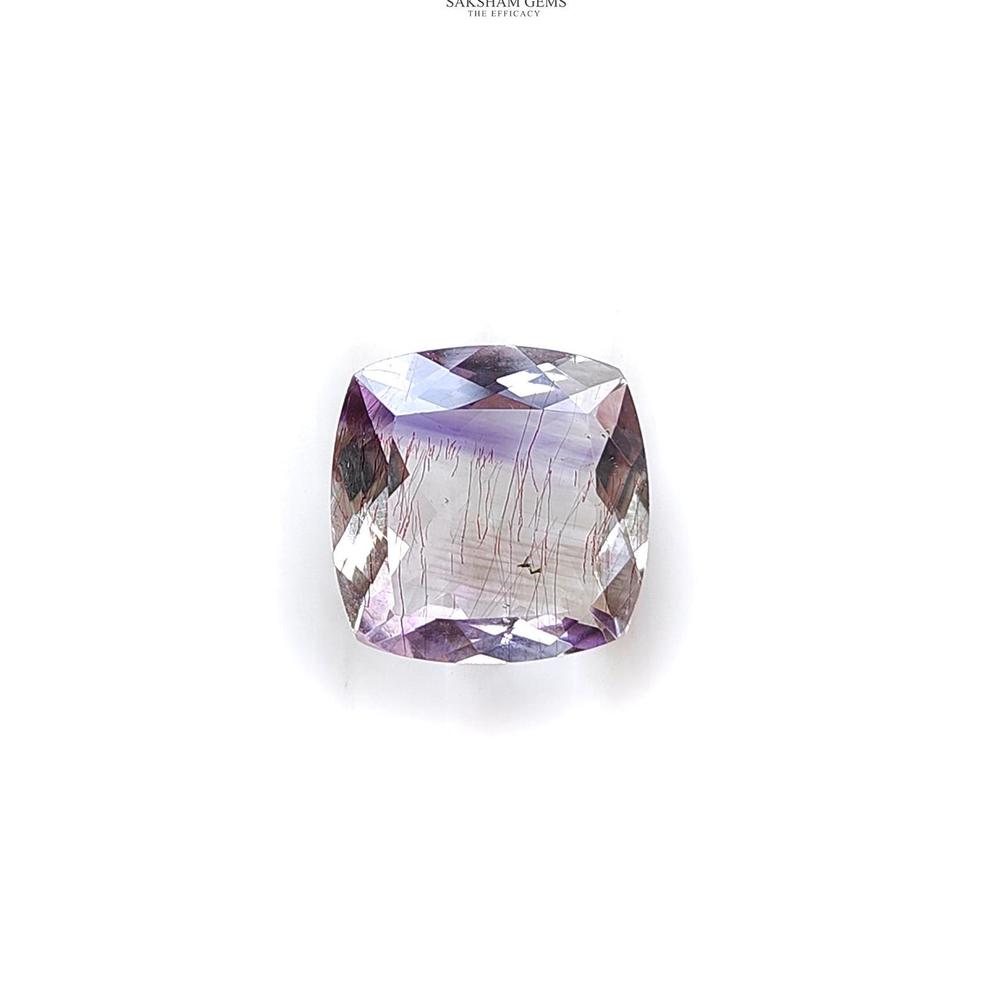 Rutile Amethyst Quartz Gemstone Normal Cut : 11.50cts Natural Untreated Purple Amethyst Cushion Shape 14mm