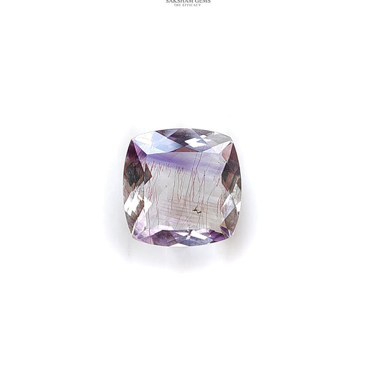 Rutile Amethyst Quartz Gemstone Normal Cut : 11.50cts Natural Untreated Purple Amethyst Cushion Shape 14mm