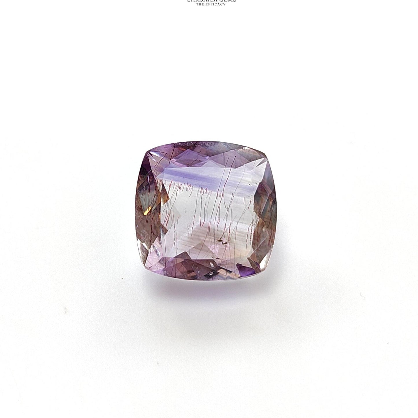 Rutile Amethyst Quartz Gemstone Normal Cut : 11.50cts Natural Untreated Purple Amethyst Cushion Shape 14mm