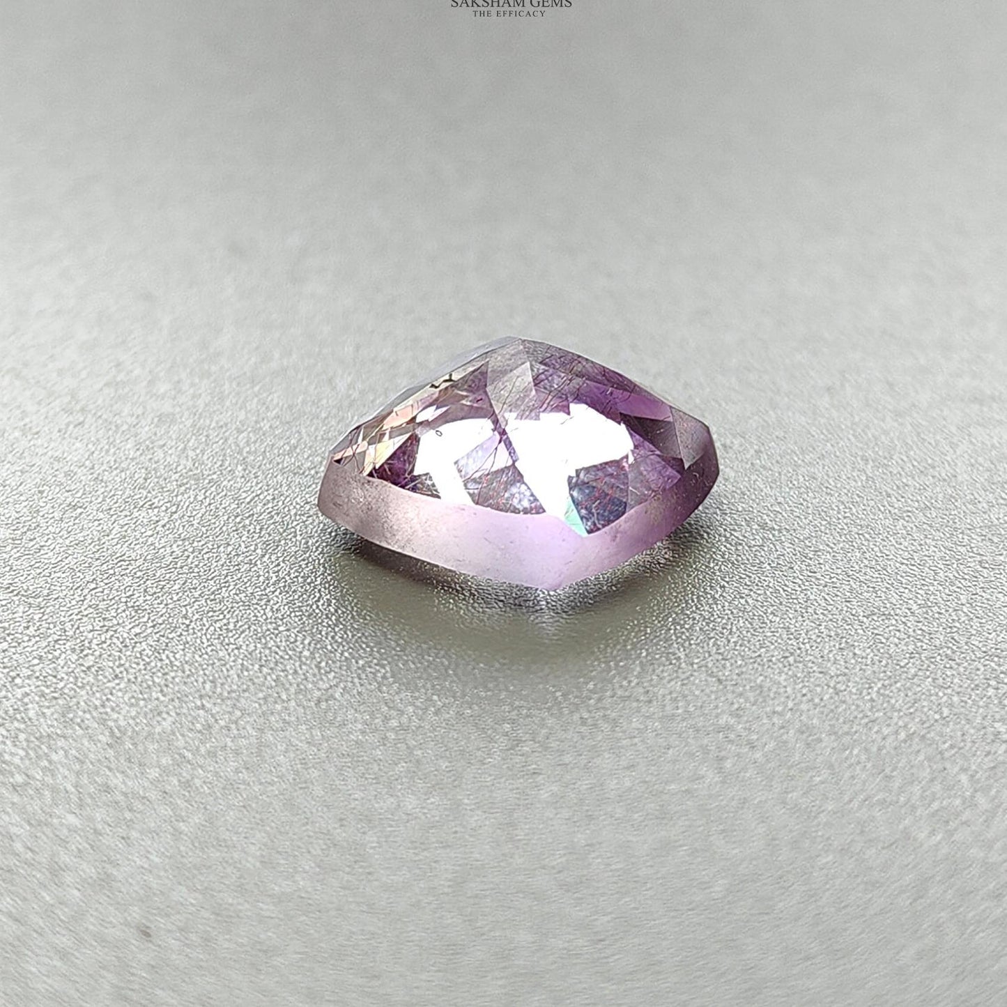 Rutile Amethyst Quartz Gemstone Normal Cut : 11.50cts Natural Untreated Purple Amethyst Cushion Shape 14mm