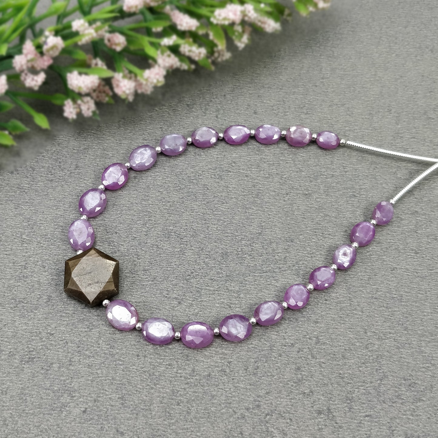 RASPBERRY & CHOCOLATE Sapphire Gemstone Normal Cut Loose Beads : 34.20cts Natural Unheated Hexagon Oval Nuggets 6*4.5mm - 14*12mm 6.75"