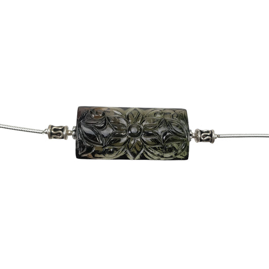 GREEN TOURMALINE Gemstone Carving Loose Beads: 34.00cts Natural Untreated Tourmaline Both Side Hand Carved Cushion 32*16mm (With Video)