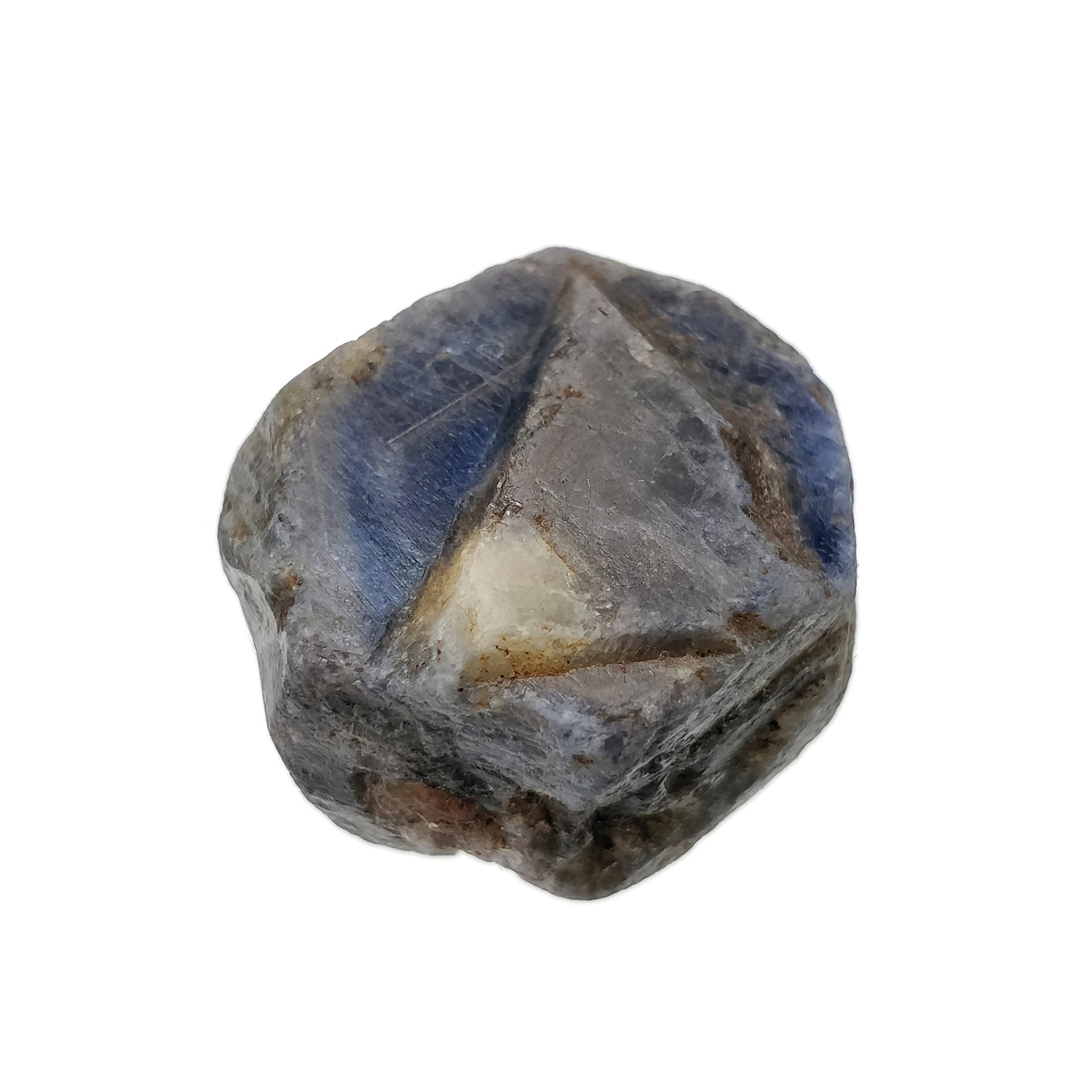 RECORD KEEPER Blue SAPPHIRE Gemstone Crystal : 179.95cts Natural Unheated Triangle Formative Sapphire Rough Specimen 28.5*25mm